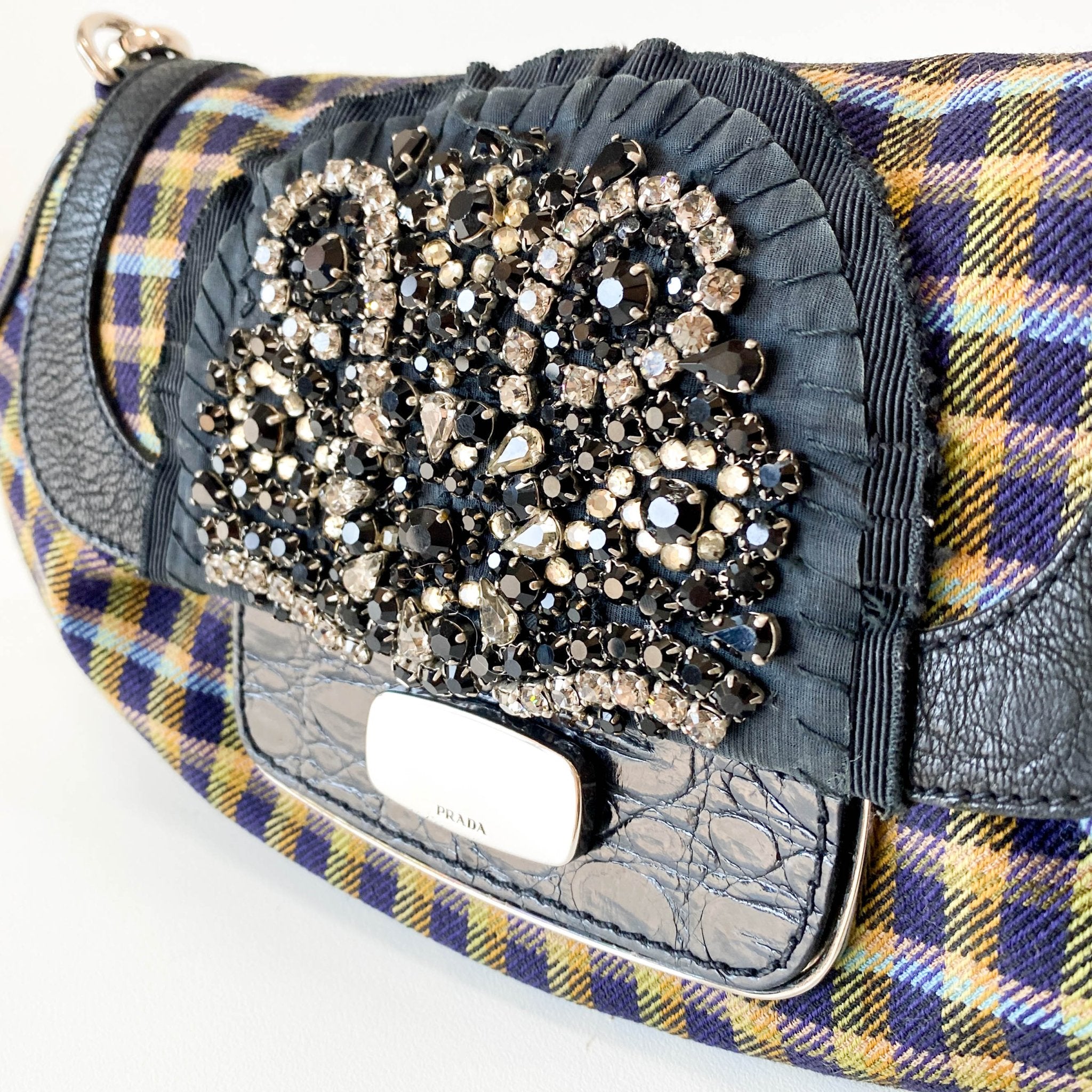 PRADA Gingham Rhinestone Hardware Shoulder Bag, in , Sold by HIVE PRELOVED - Shoulder Bags, ,