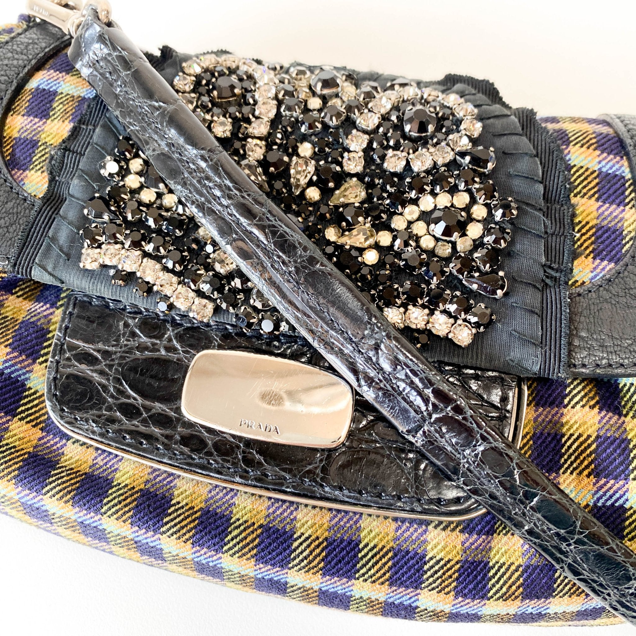 PRADA Gingham Rhinestone Hardware Shoulder Bag, in , Sold by HIVE PRELOVED - Shoulder Bags, ,