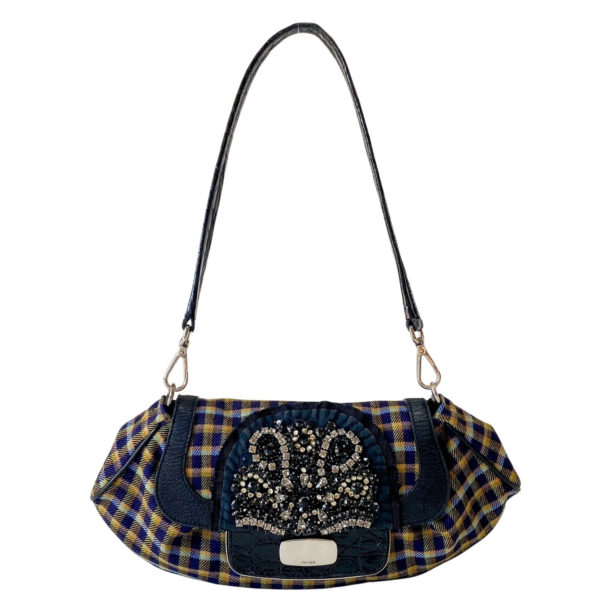 PRADA Gingham Rhinestone Hardware Shoulder Bag, in , Sold by HIVE PRELOVED - Shoulder Bags, ,
