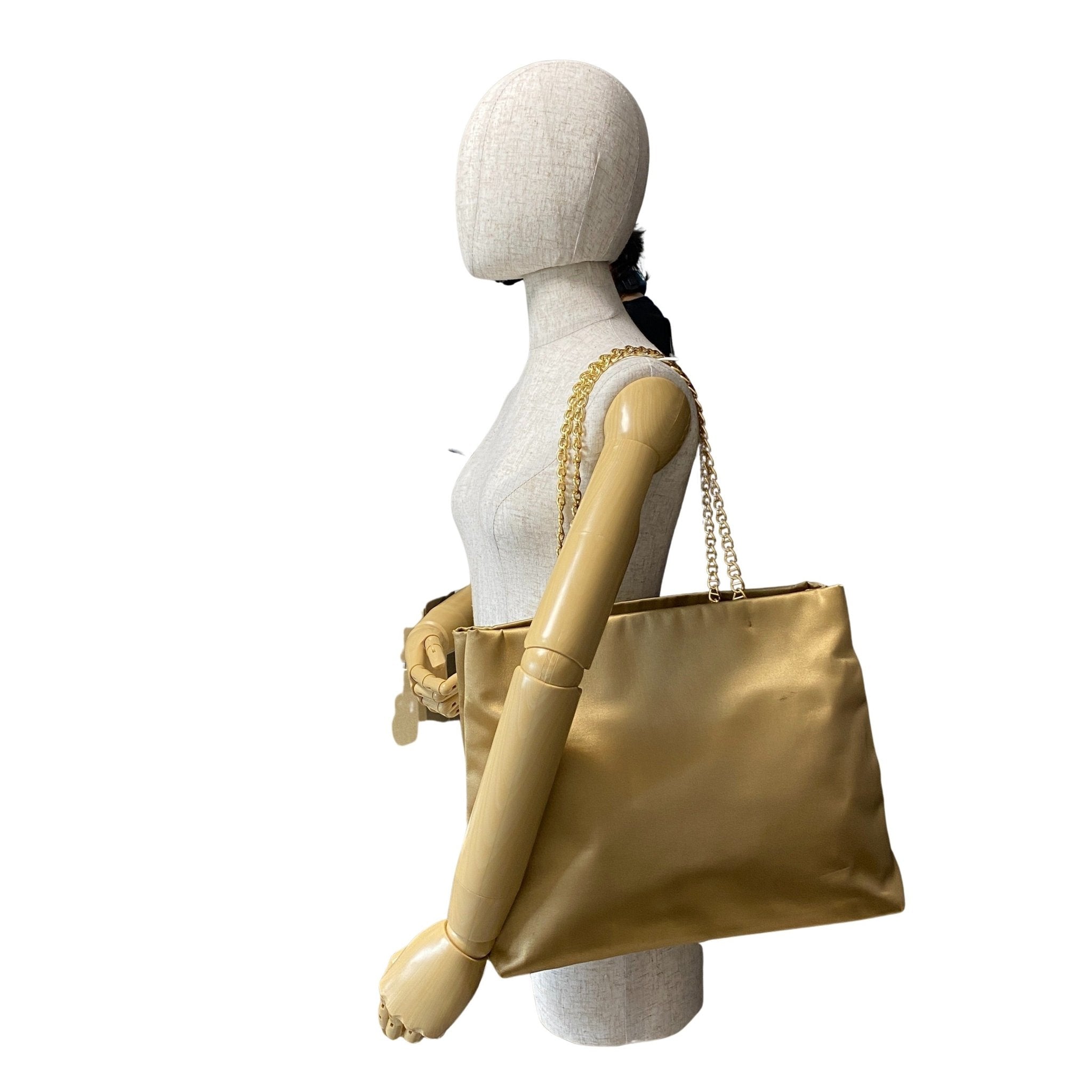 PRADA Gold Satin Chain Shoulder Tote, in , Sold by HIVE PRELOVED - Totes, ,