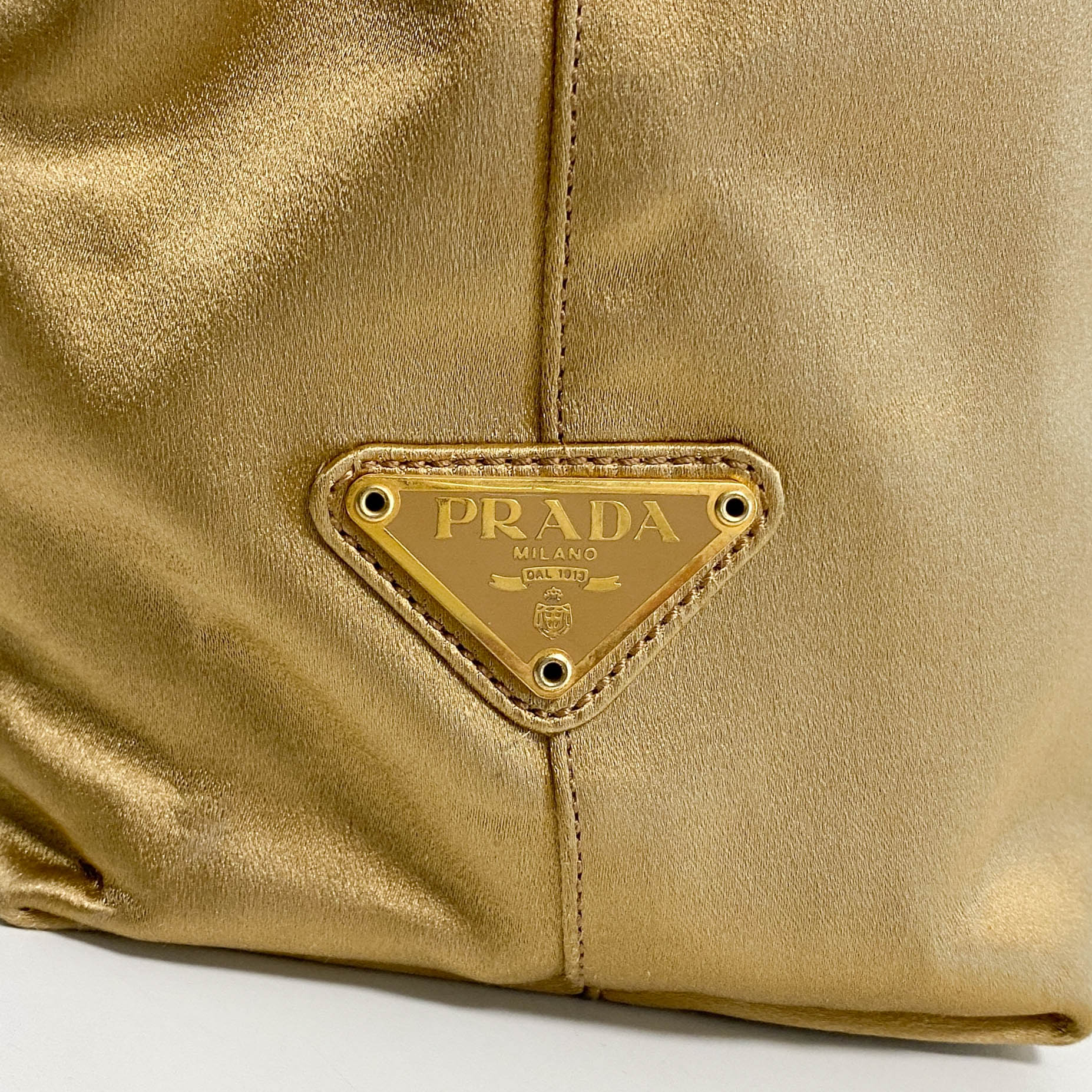PRADA Gold Satin Chain Shoulder Tote, in , Sold by HIVE PRELOVED - Totes, ,