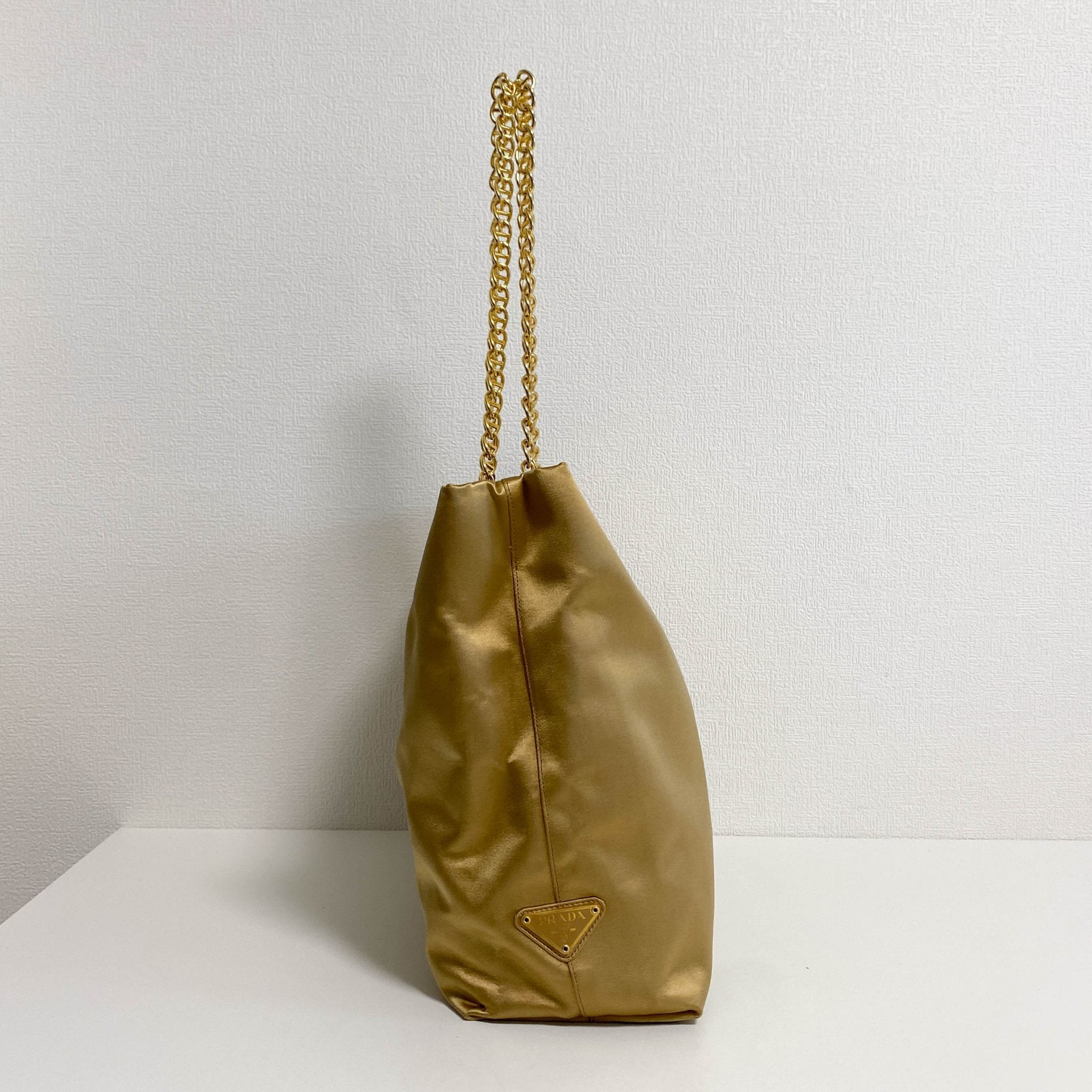 PRADA Gold Satin Chain Shoulder Tote, in , Sold by HIVE PRELOVED - Totes, ,