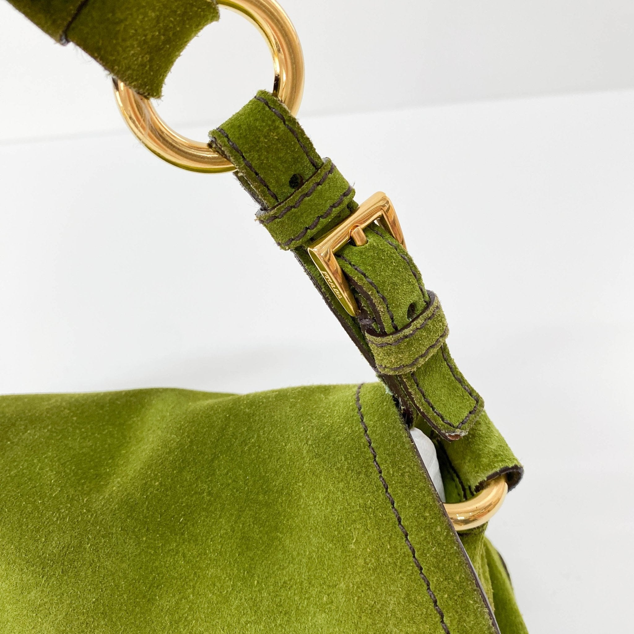 PRADA Green Suede Shoulder Bag, in , Sold by HIVE PRELOVED - Shoulder Bags, ,