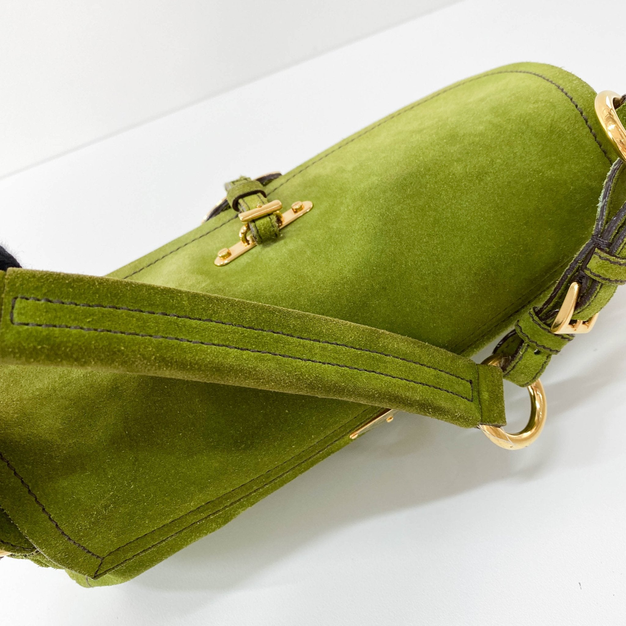 PRADA Green Suede Shoulder Bag, in , Sold by HIVE PRELOVED - Shoulder Bags, ,
