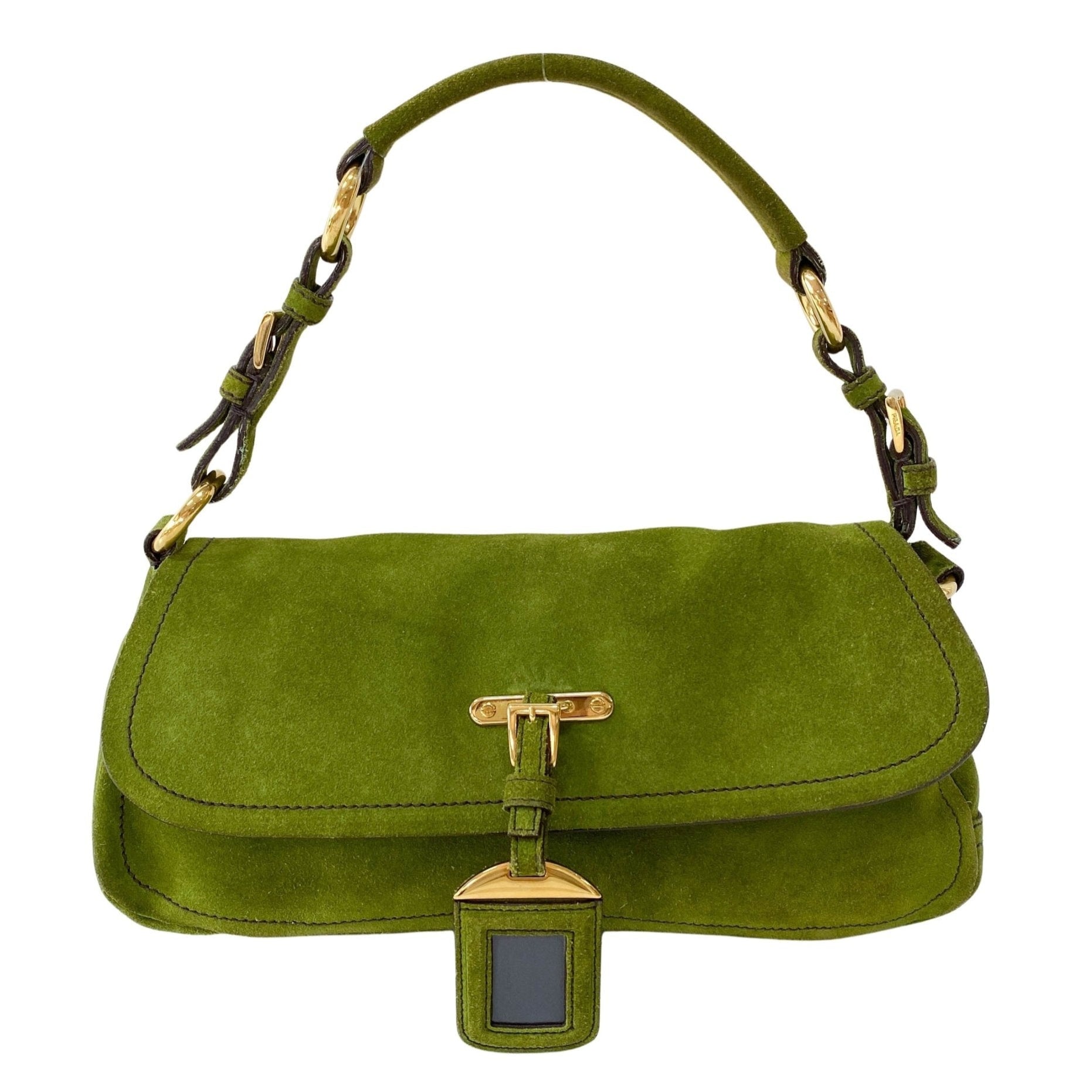 PRADA Green Suede Shoulder Bag, in , Sold by HIVE PRELOVED - Shoulder Bags, ,