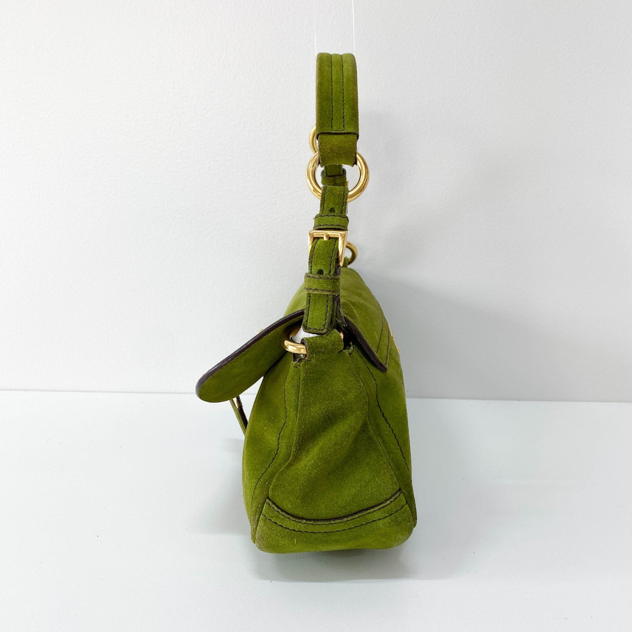 PRADA Green Suede Shoulder Bag, in , Sold by HIVE PRELOVED - Shoulder Bags, ,