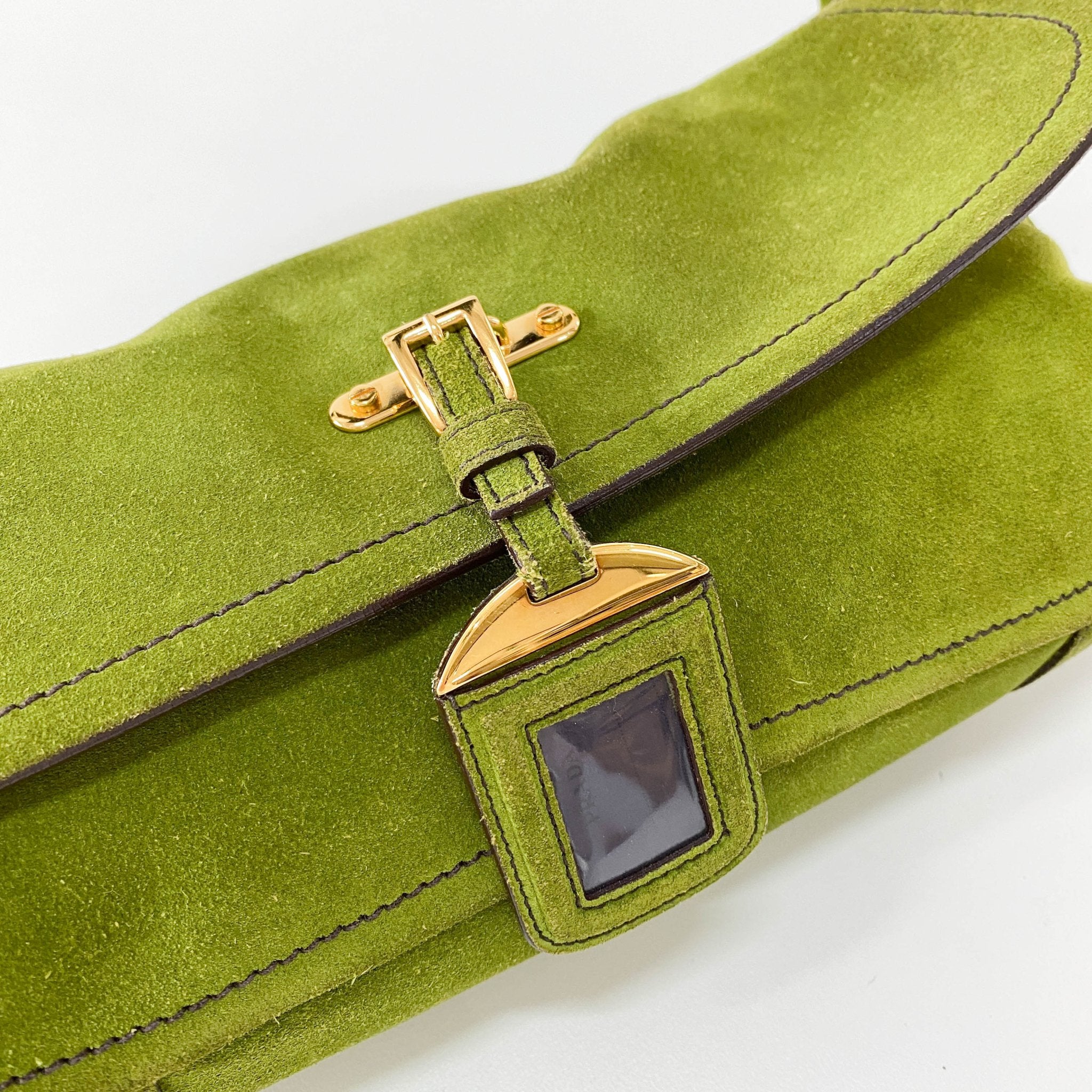 PRADA Green Suede Shoulder Bag, in , Sold by HIVE PRELOVED - Shoulder Bags, ,