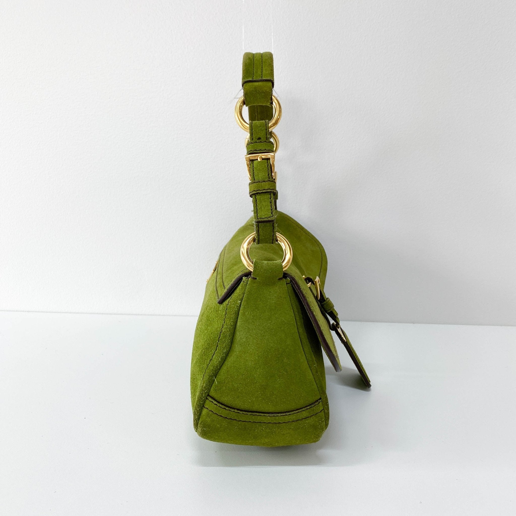 PRADA Green Suede Shoulder Bag, in , Sold by HIVE PRELOVED - Shoulder Bags, ,