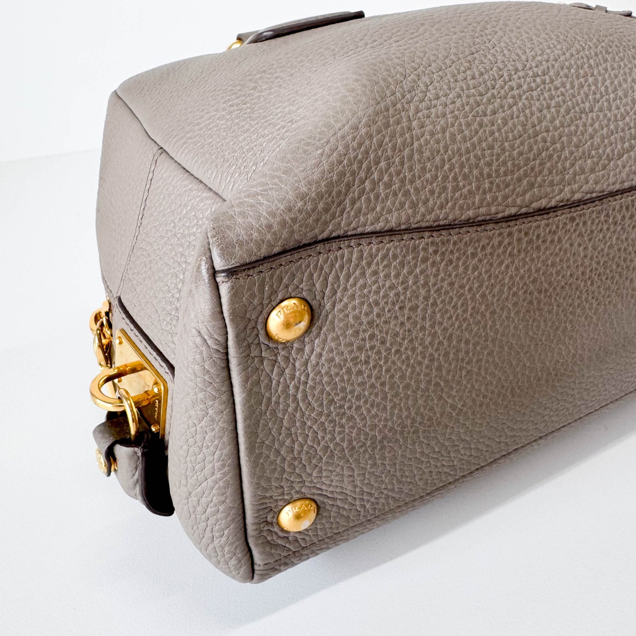 PRADA Grey Leather Bowling Shoulder Bag, in , Sold by HIVE PRELOVED - Shoulder Bags, ,