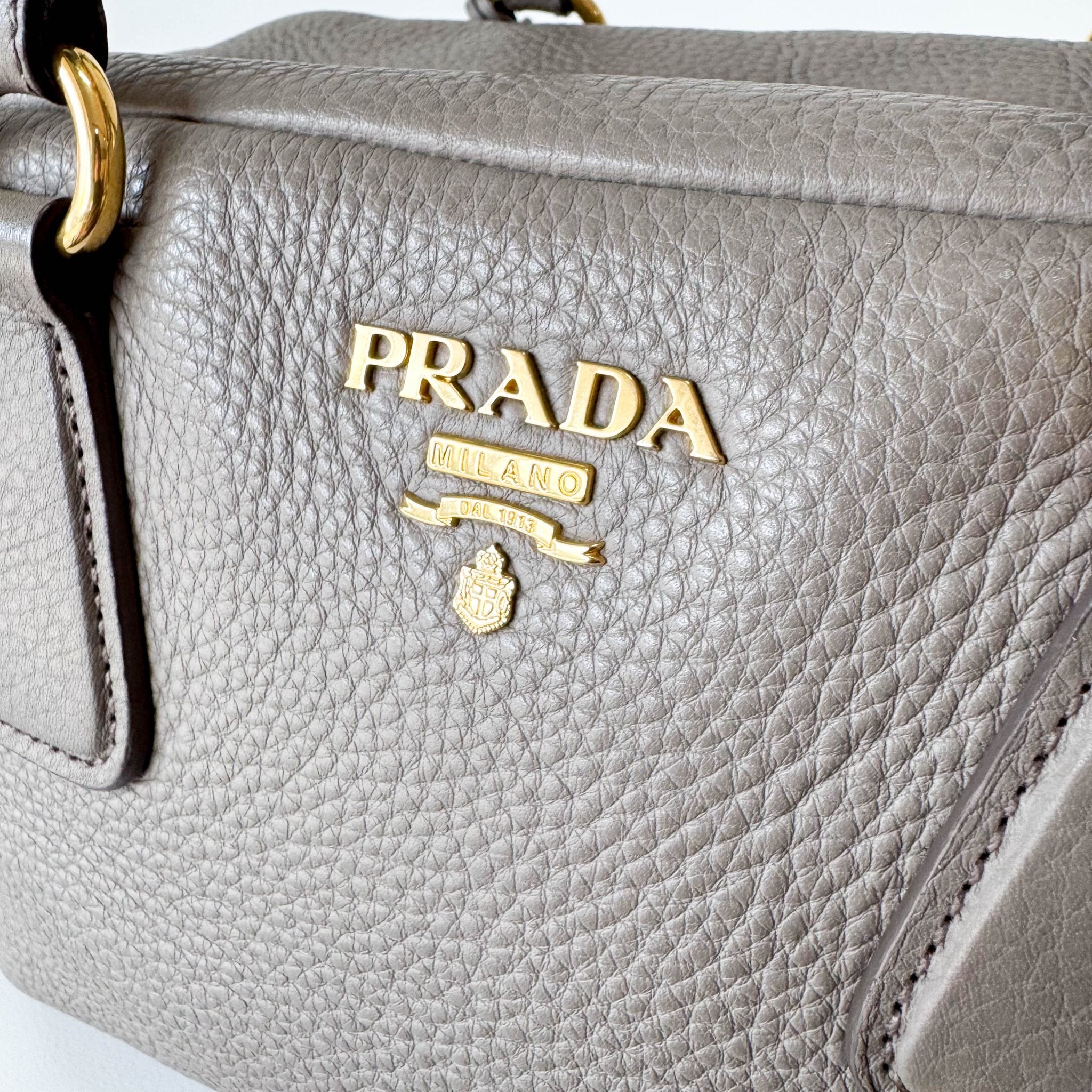 PRADA Grey Leather Bowling Shoulder Bag, in , Sold by HIVE PRELOVED - Shoulder Bags, ,