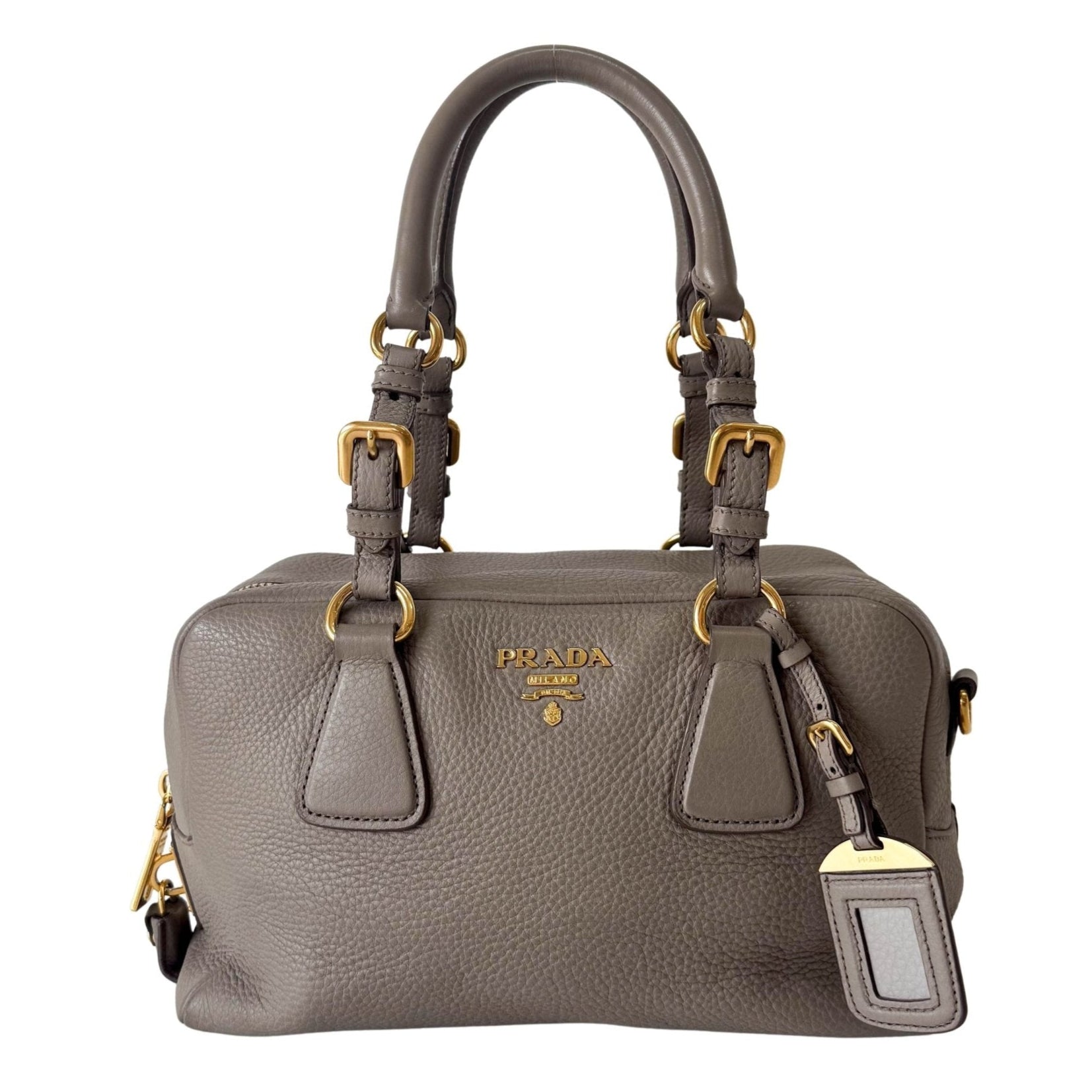 PRADA Grey Leather Bowling Shoulder Bag, in , Sold by HIVE PRELOVED - Shoulder Bags, ,