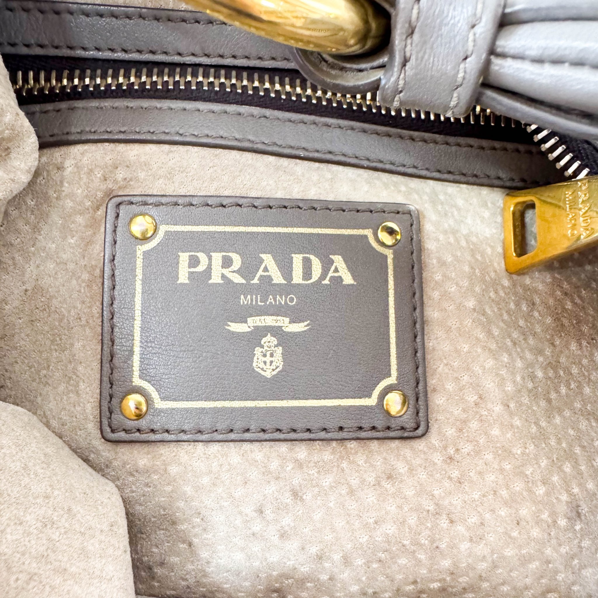 PRADA Grey Leather Hobo Shoulder Bag, in , Sold by HIVE PRELOVED - Shoulder Bags, ,