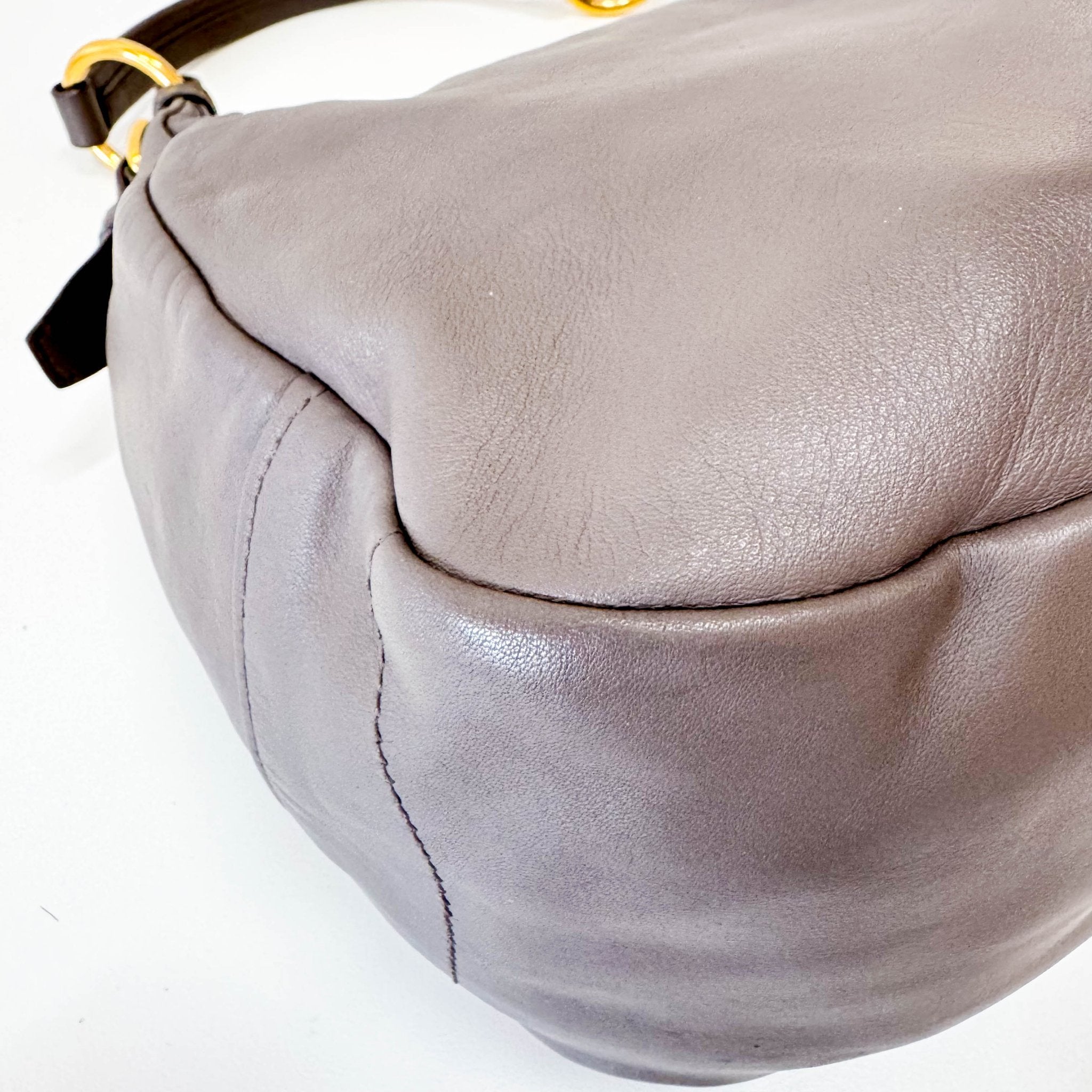 PRADA Grey Leather Hobo Shoulder Bag, in , Sold by HIVE PRELOVED - Shoulder Bags, ,