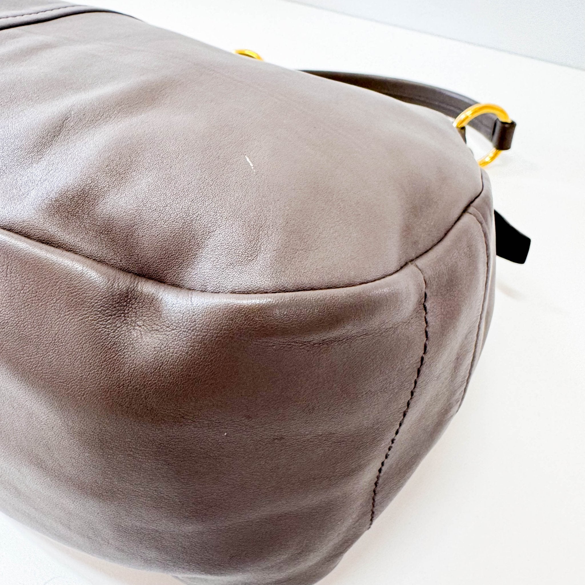 PRADA Grey Leather Hobo Shoulder Bag, in , Sold by HIVE PRELOVED - Shoulder Bags, ,