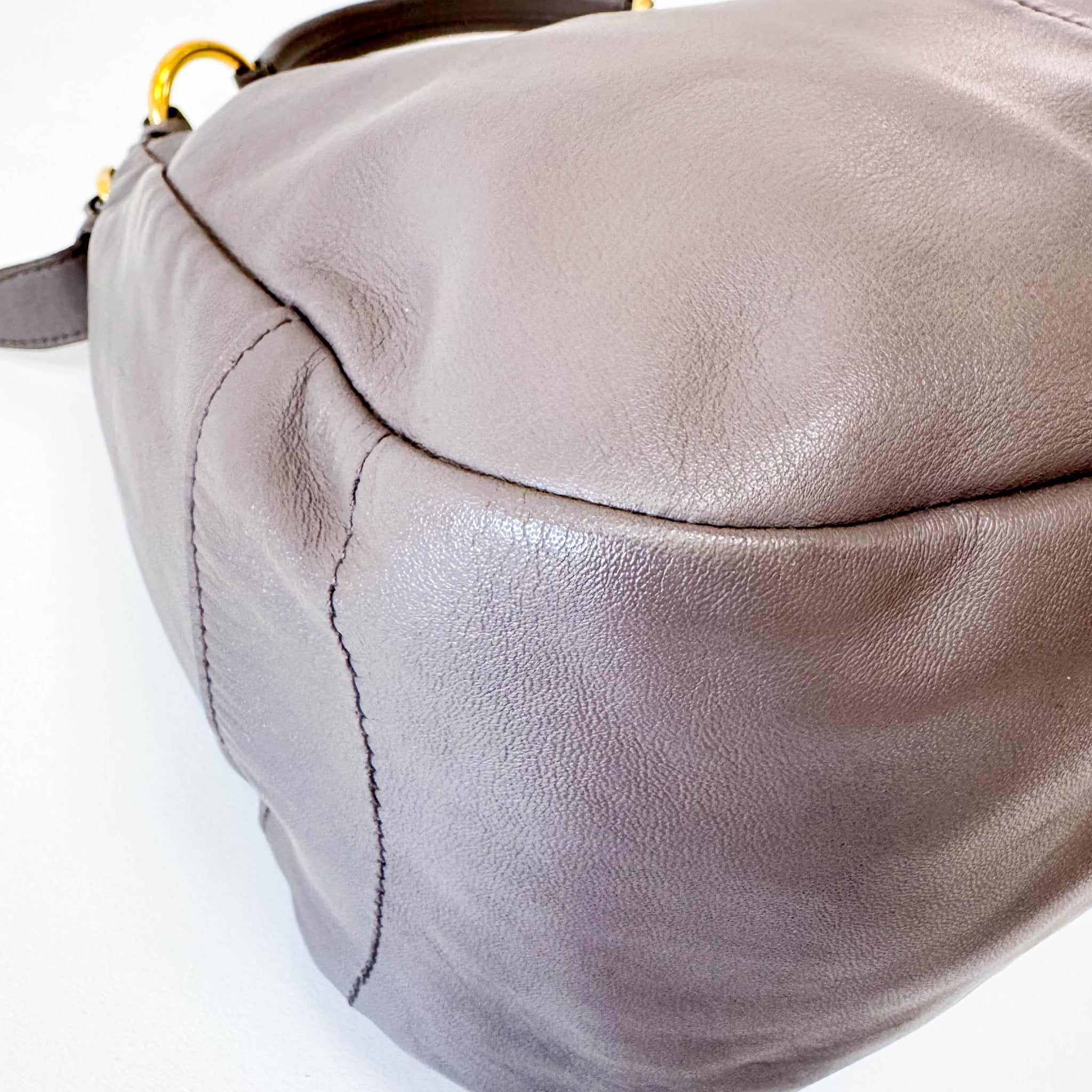 PRADA Grey Leather Hobo Shoulder Bag, in , Sold by HIVE PRELOVED - Shoulder Bags, ,