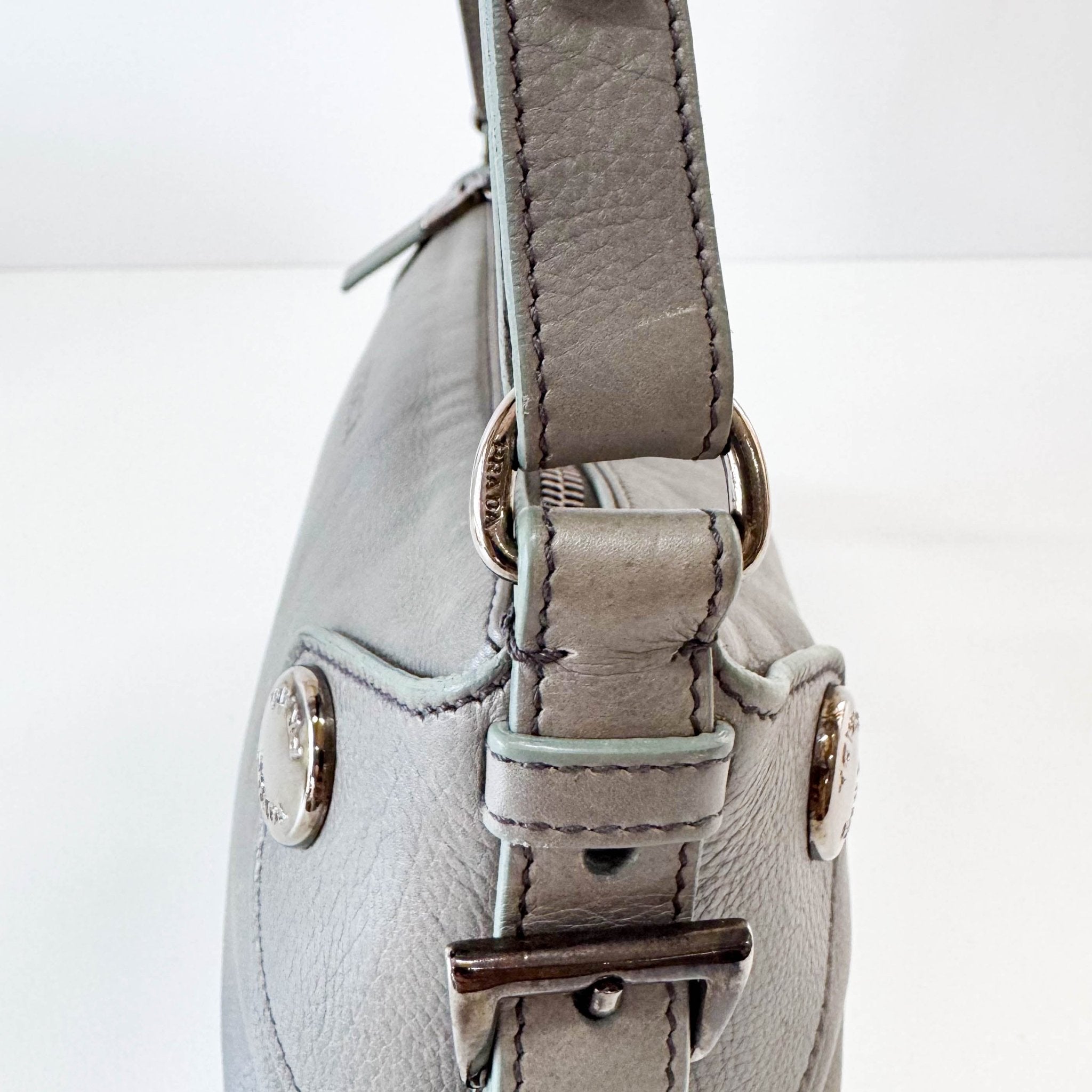 PRADA Grey Leather Shoulder Bag, in , Sold by HIVE PRELOVED - Shoulder Bags, ,