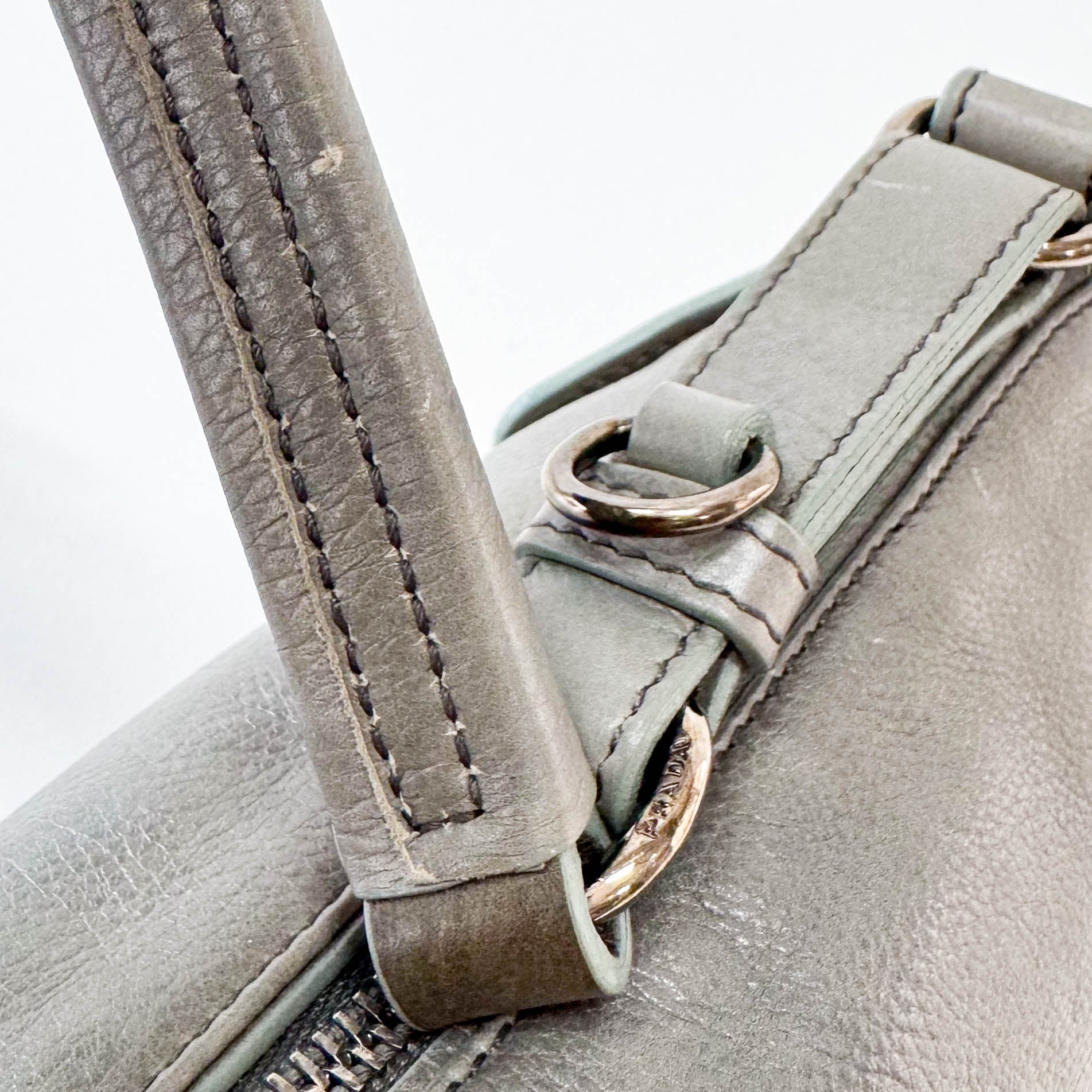 PRADA Grey Leather Shoulder Bag, in , Sold by HIVE PRELOVED - Shoulder Bags, ,