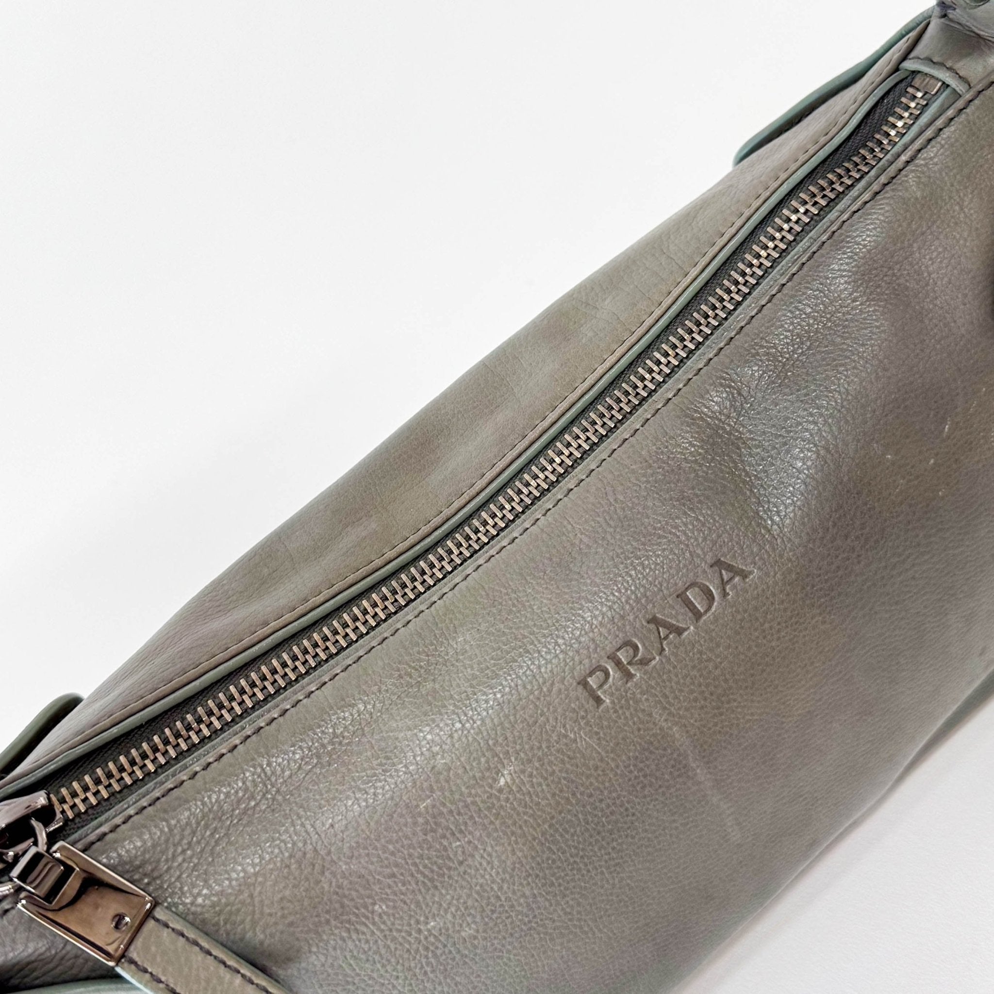 PRADA Grey Leather Shoulder Bag, in , Sold by HIVE PRELOVED - Shoulder Bags, ,
