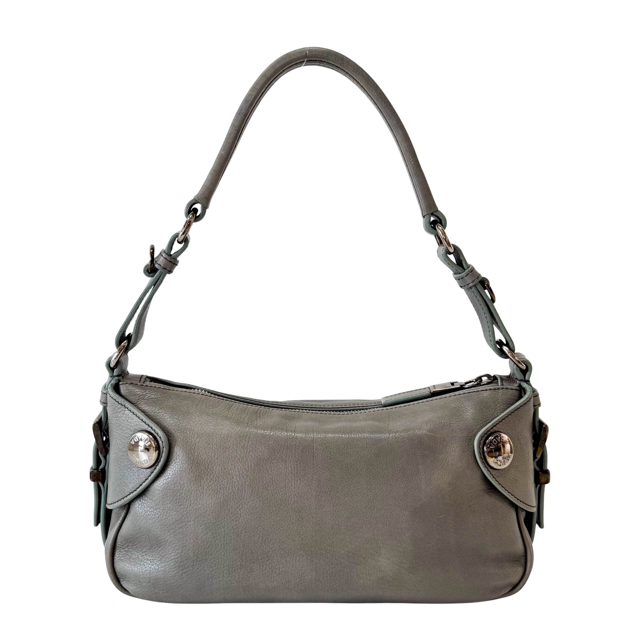 PRADA Grey Leather Shoulder Bag, in , Sold by HIVE PRELOVED - Shoulder Bags, ,