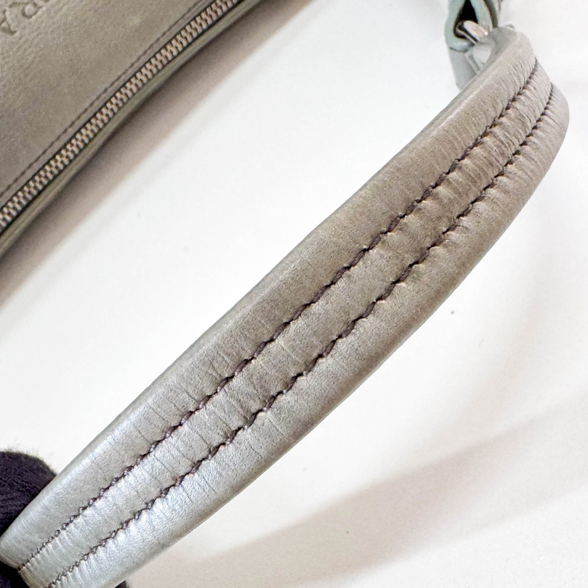 PRADA Grey Leather Shoulder Bag, in , Sold by HIVE PRELOVED - Shoulder Bags, ,