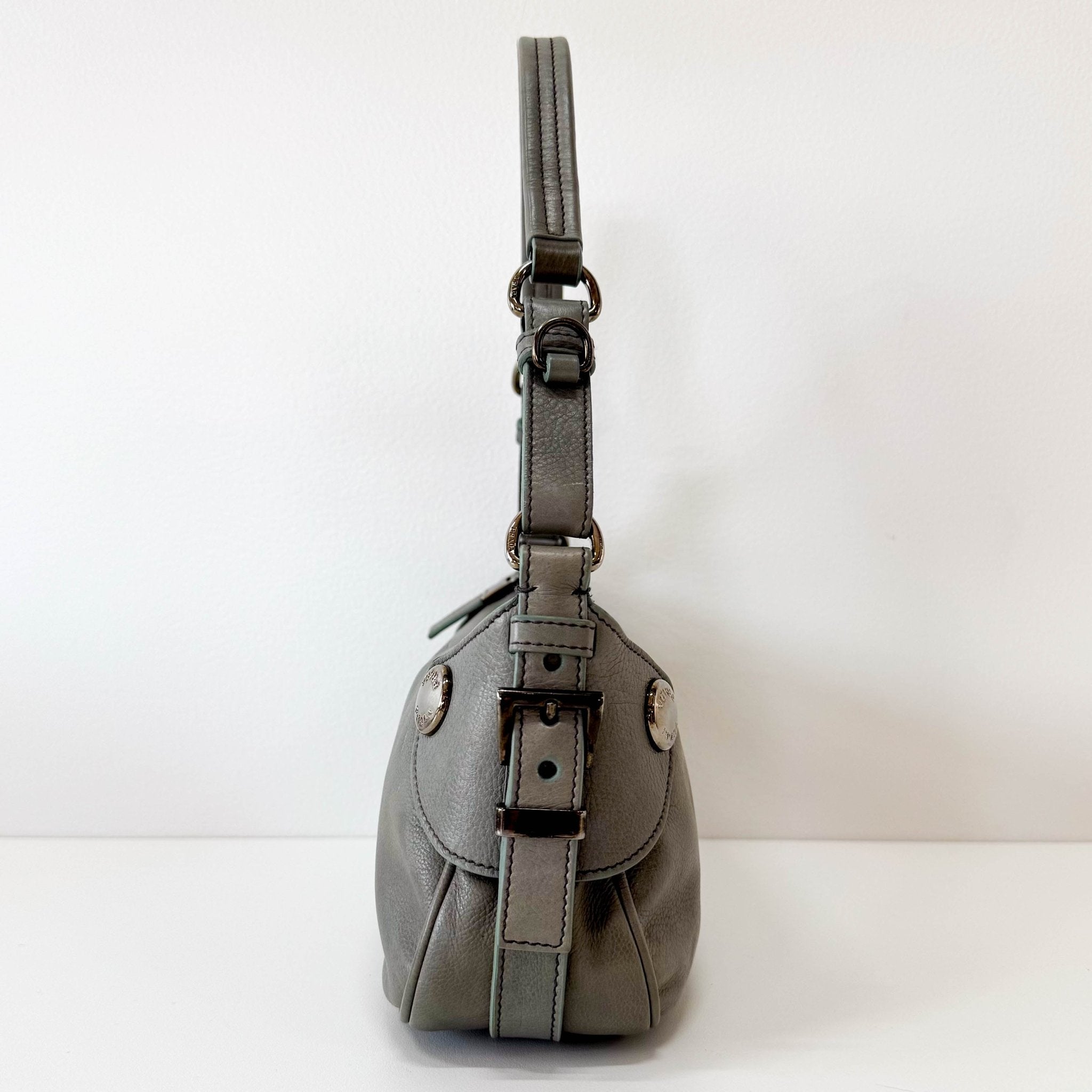 PRADA Grey Leather Shoulder Bag, in , Sold by HIVE PRELOVED - Shoulder Bags, ,