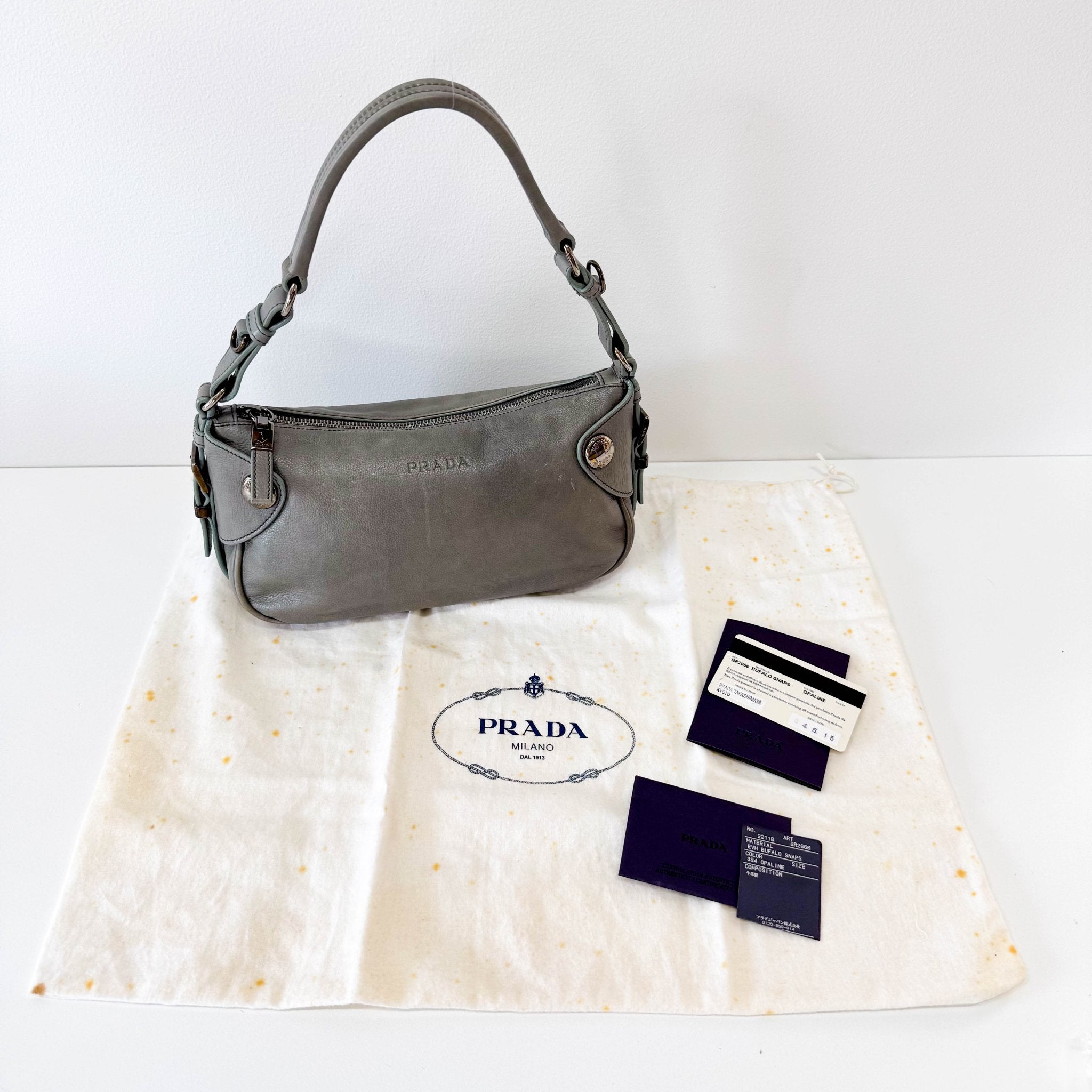 PRADA Grey Leather Shoulder Bag, in , Sold by HIVE PRELOVED - Shoulder Bags, ,