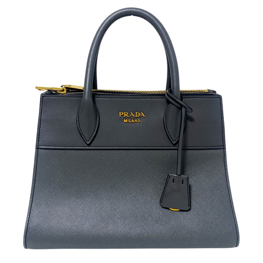 PRADA Grey Saffiano Leather Top Handle Bag, in , Sold by HIVE PRELOVED - Handle Bags, ,