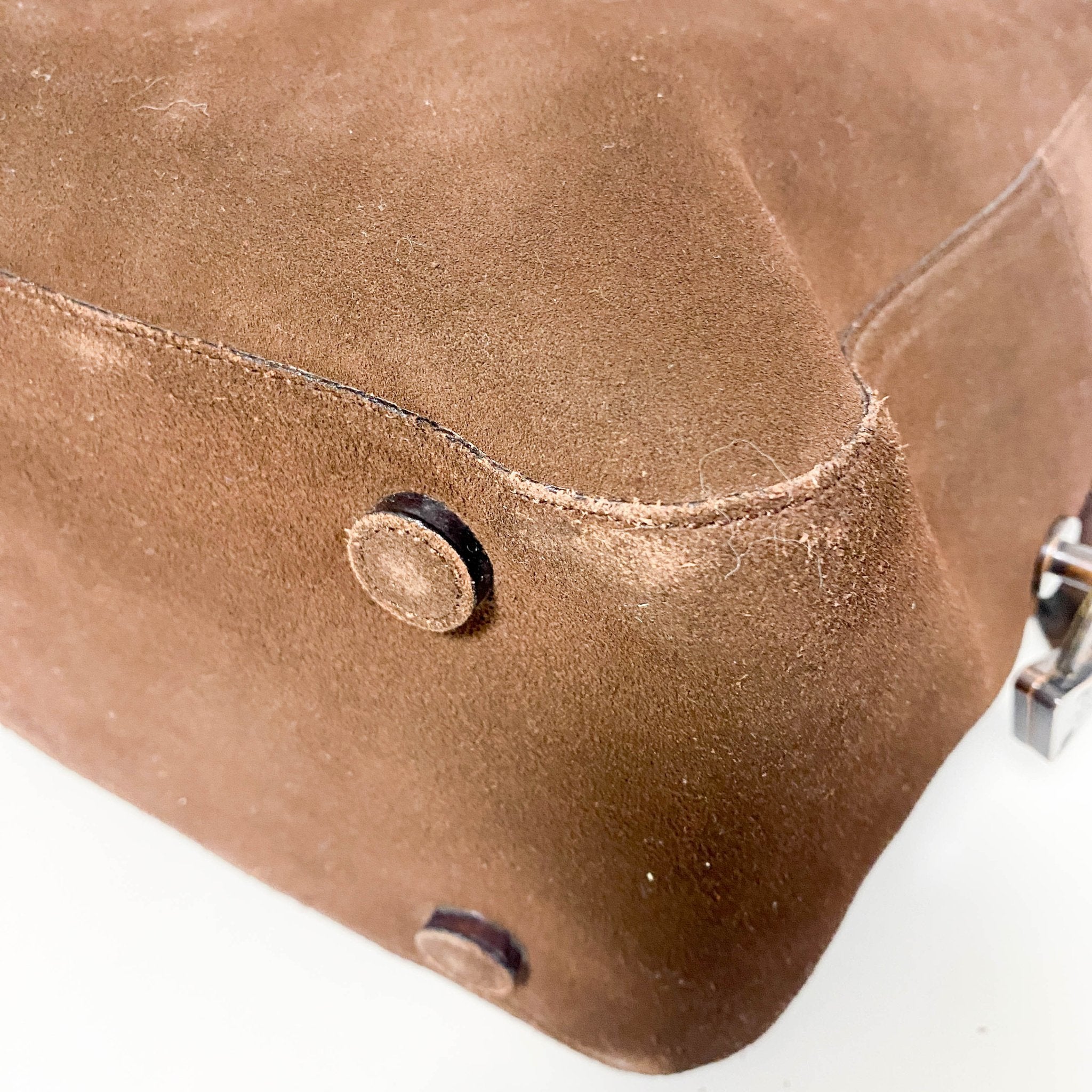 PRADA Horizontal Brown Suede Hand Bag, in , Sold by HIVE PRELOVED - Handle Bags, ,