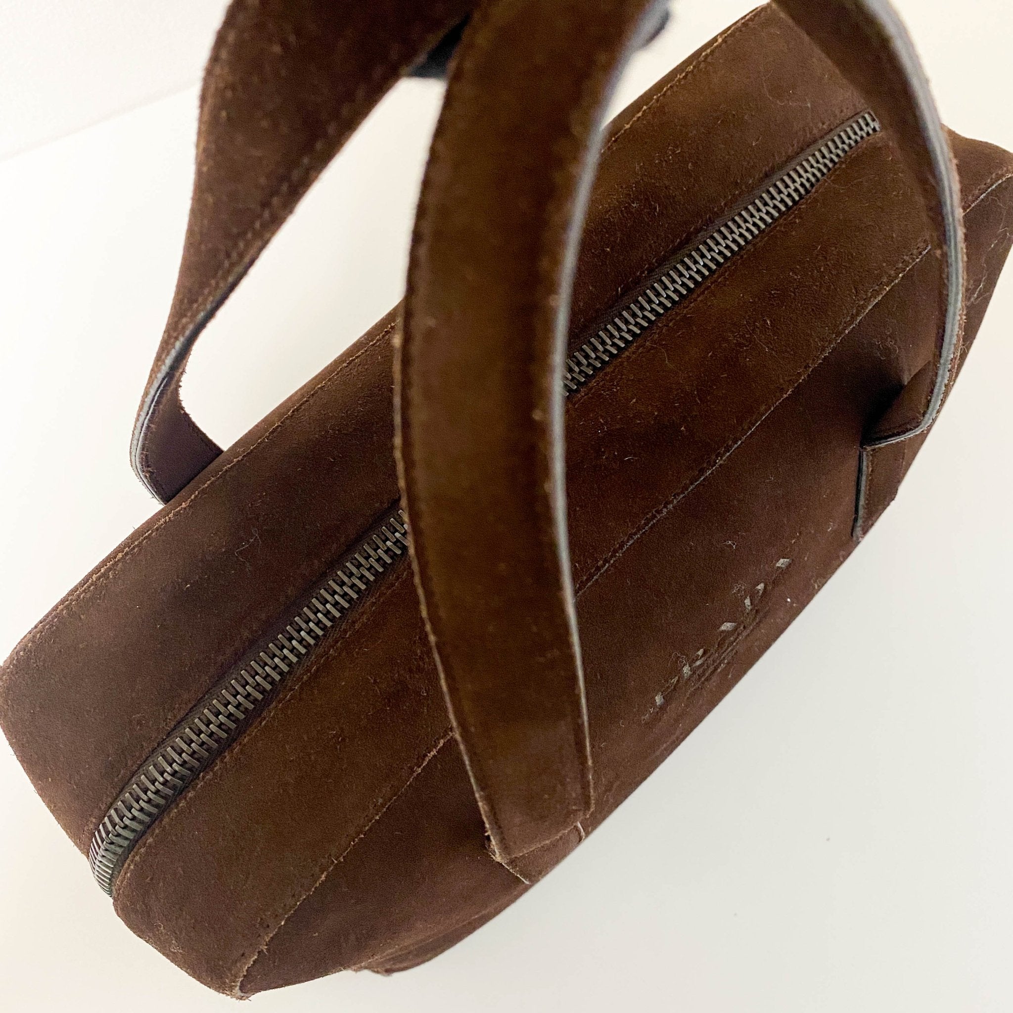 PRADA Horizontal Brown Suede Hand Bag, in , Sold by HIVE PRELOVED - Handle Bags, ,