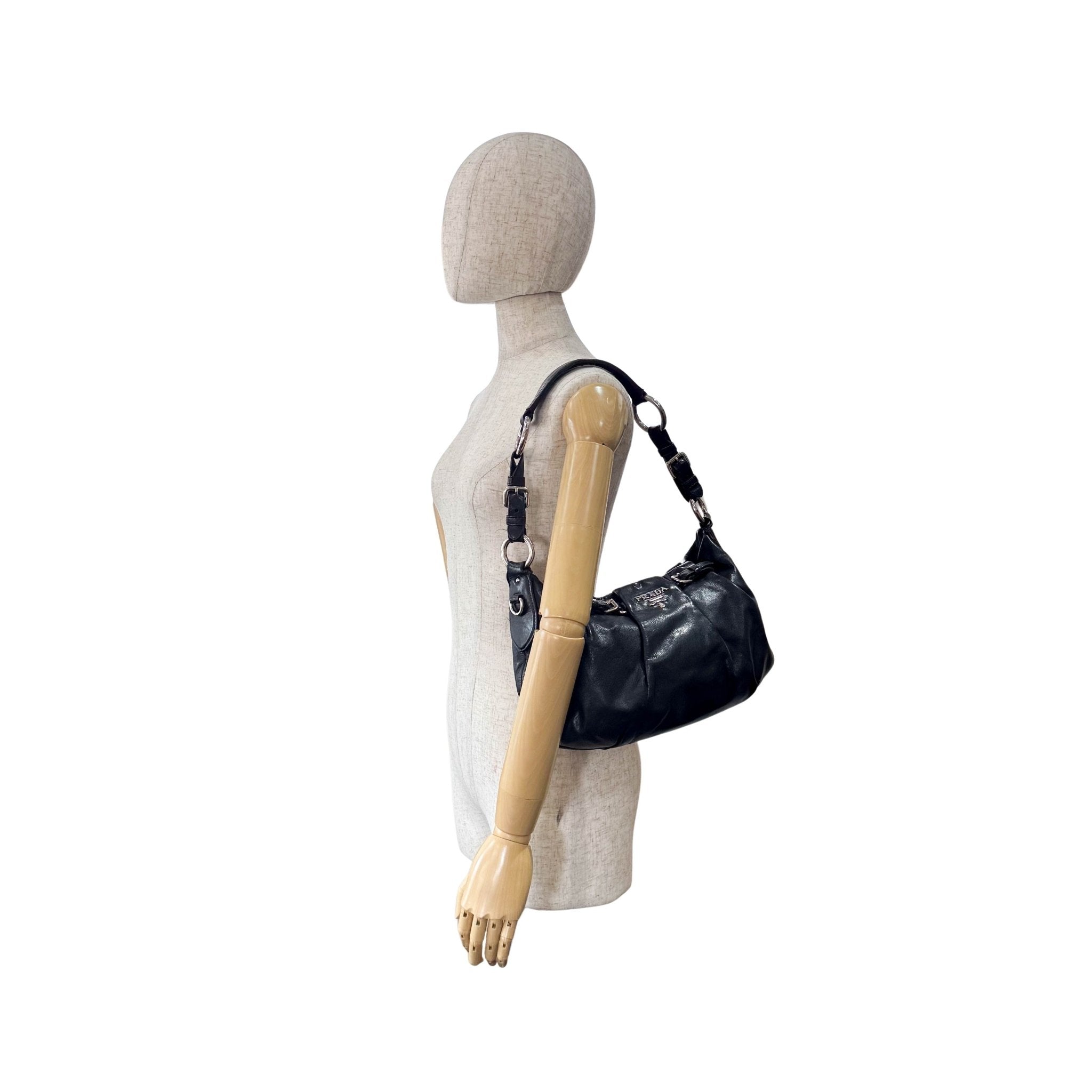 PRADA Leather Black Hobo Shoulder Bag, in , Sold by HIVE PRELOVED - Shoulder Bags, ,