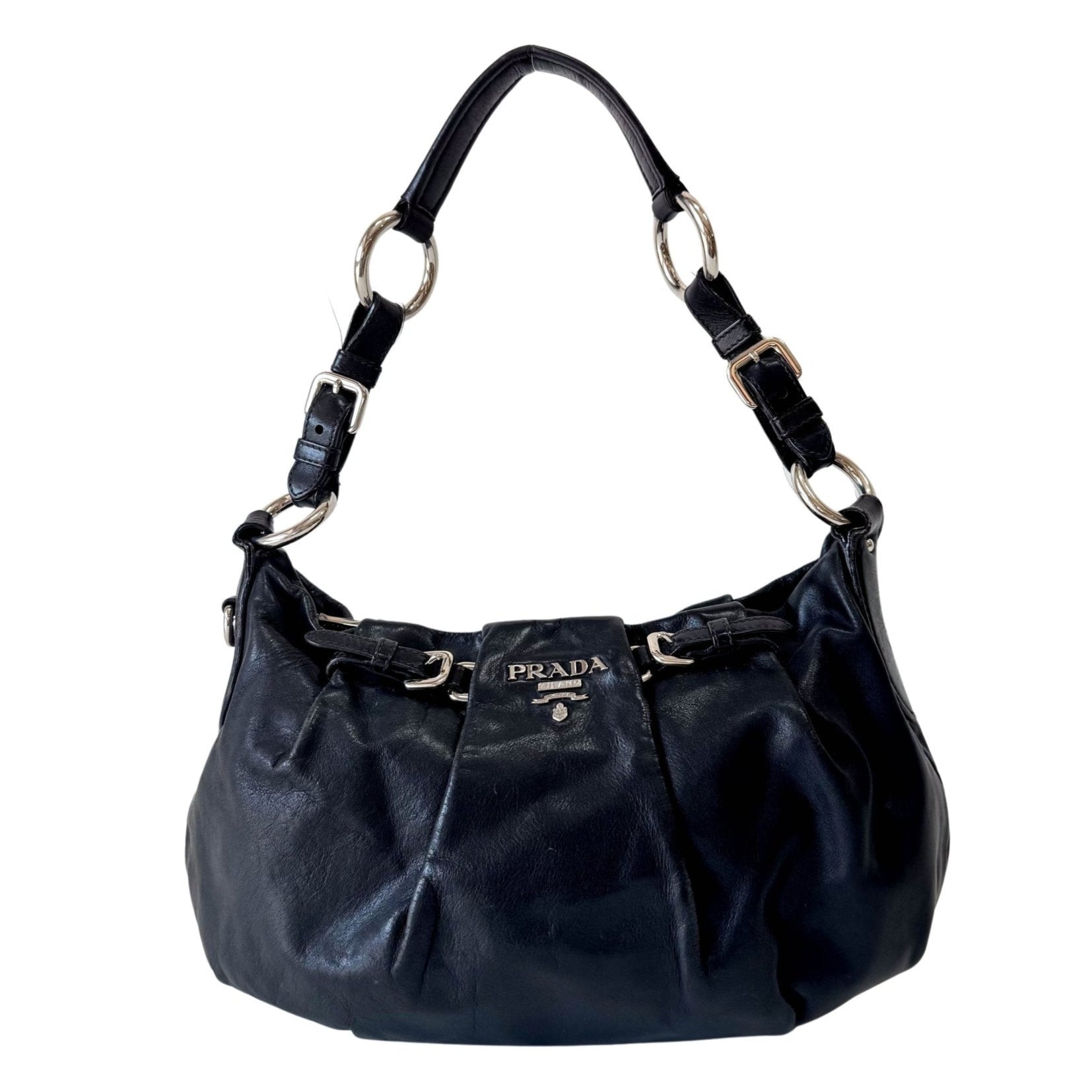 PRADA Leather Black Hobo Shoulder Bag, in , Sold by HIVE PRELOVED - Shoulder Bags, ,
