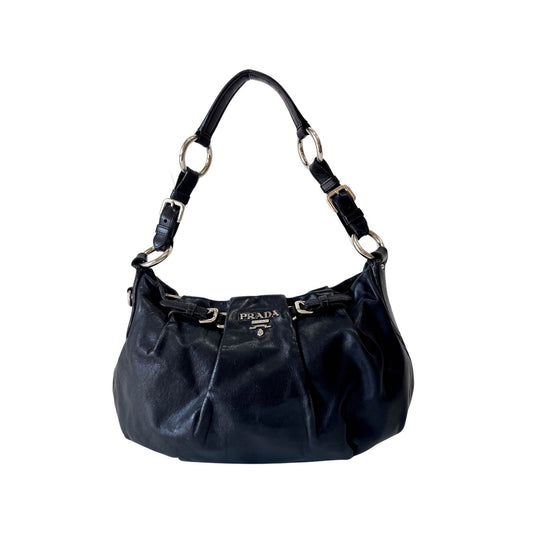 PRADA Leather Black Hobo Shoulder Bag, in , Sold by HIVE PRELOVED - Shoulder Bags, ,