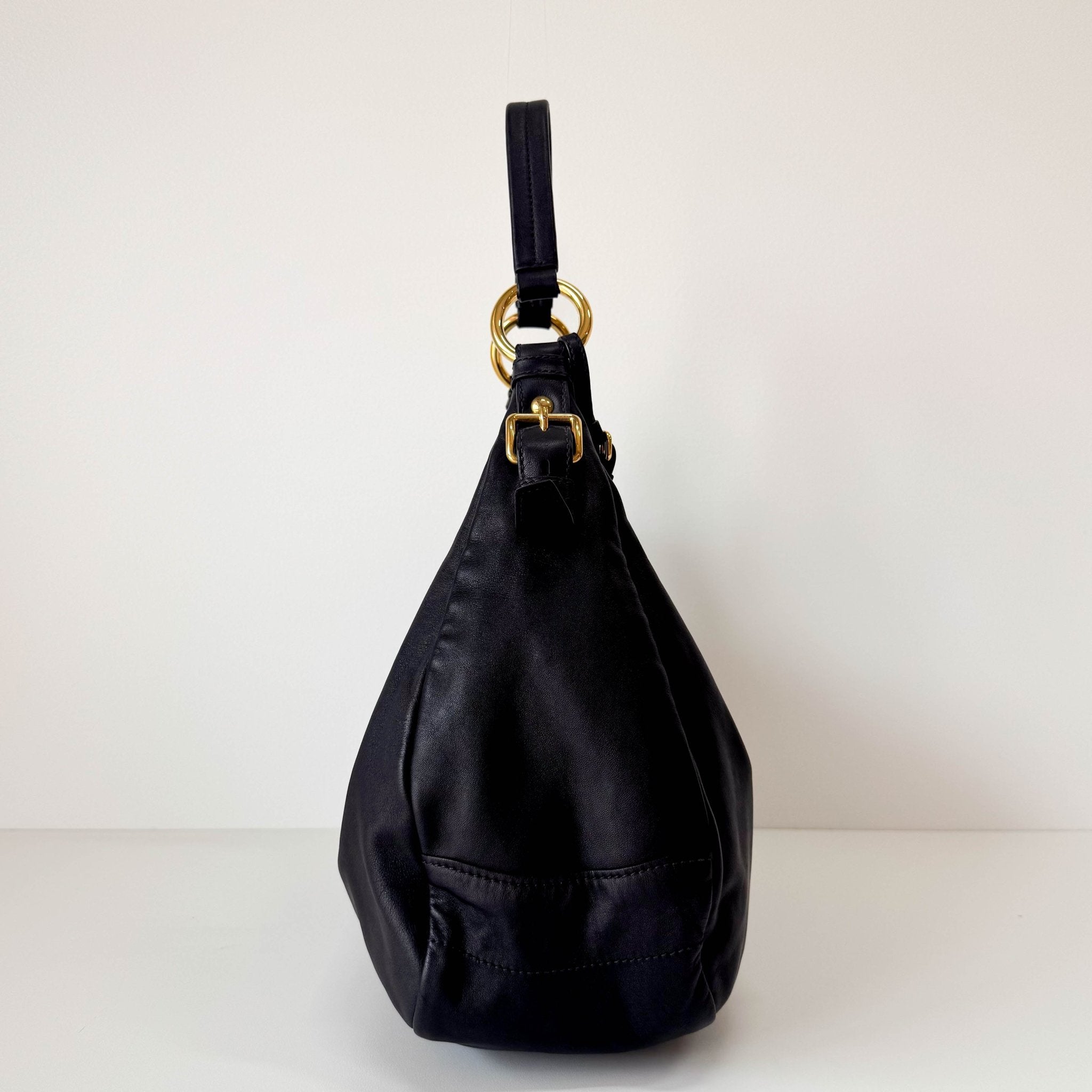 PRADA Leather Black Hobo Shoulder Bag, in , Sold by HIVE PRELOVED - Shoulder Bags, ,