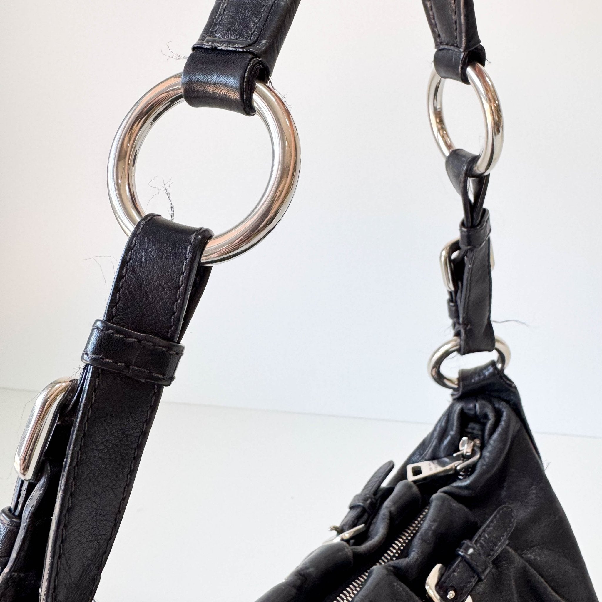 PRADA Leather Black Hobo Shoulder Bag, in , Sold by HIVE PRELOVED - Shoulder Bags, ,