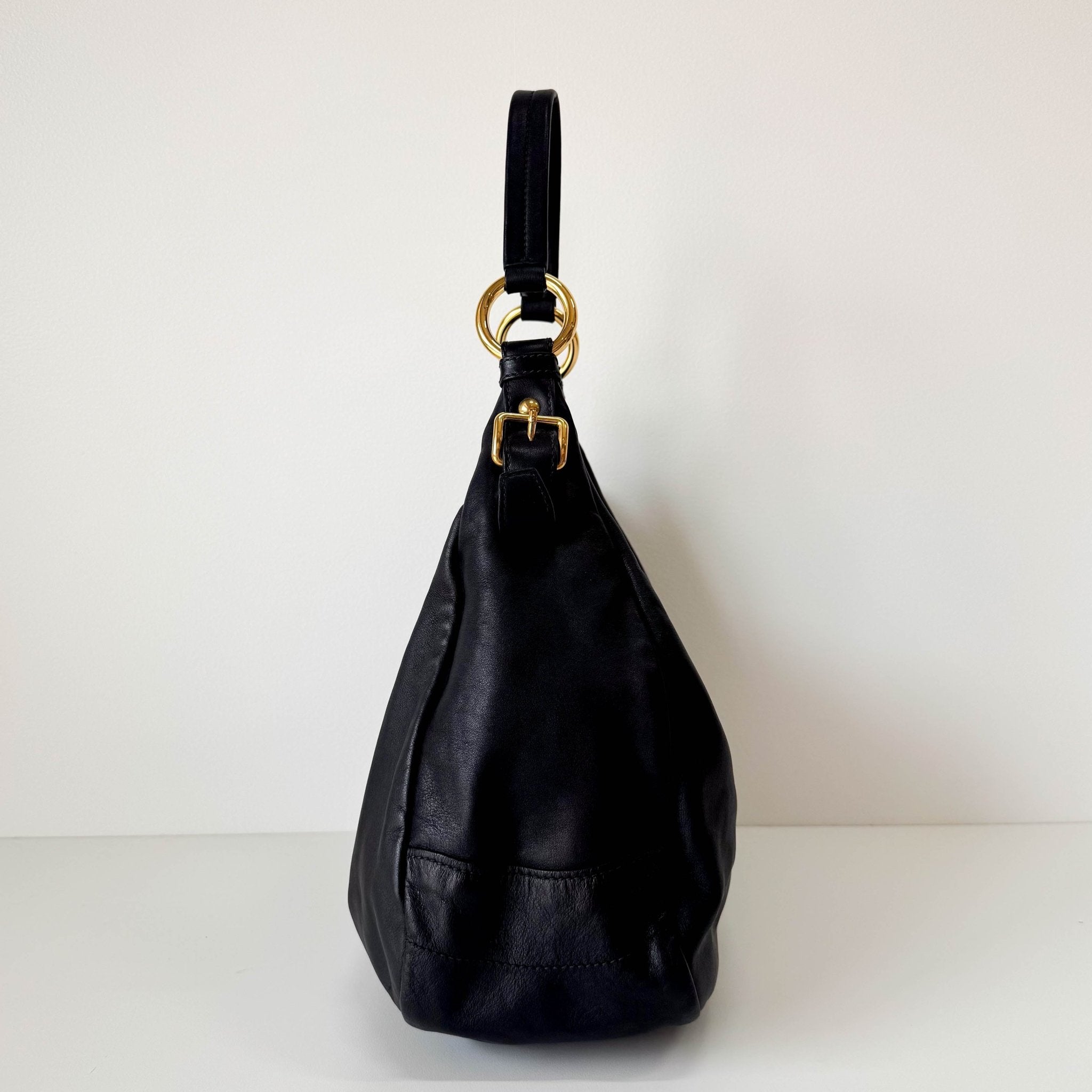 PRADA Leather Black Hobo Shoulder Bag, in , Sold by HIVE PRELOVED - Shoulder Bags, ,
