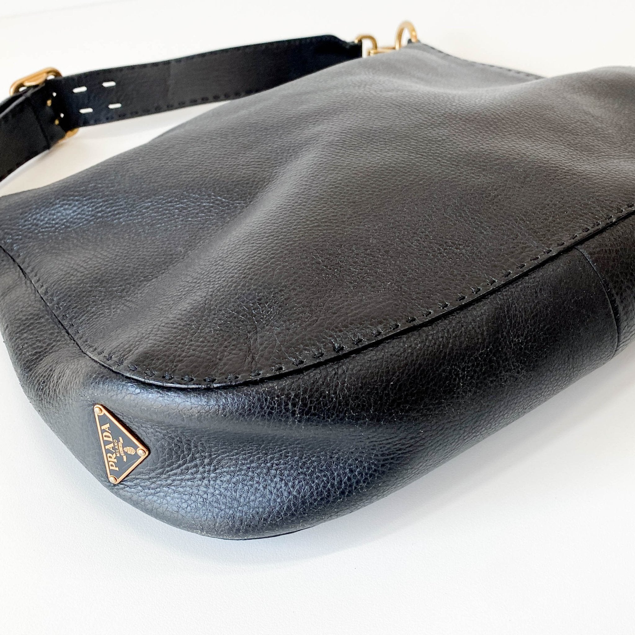 PRADA Leather Black Hobo Shoulder Bag, in , Sold by HIVE PRELOVED - Shoulder Bags, ,