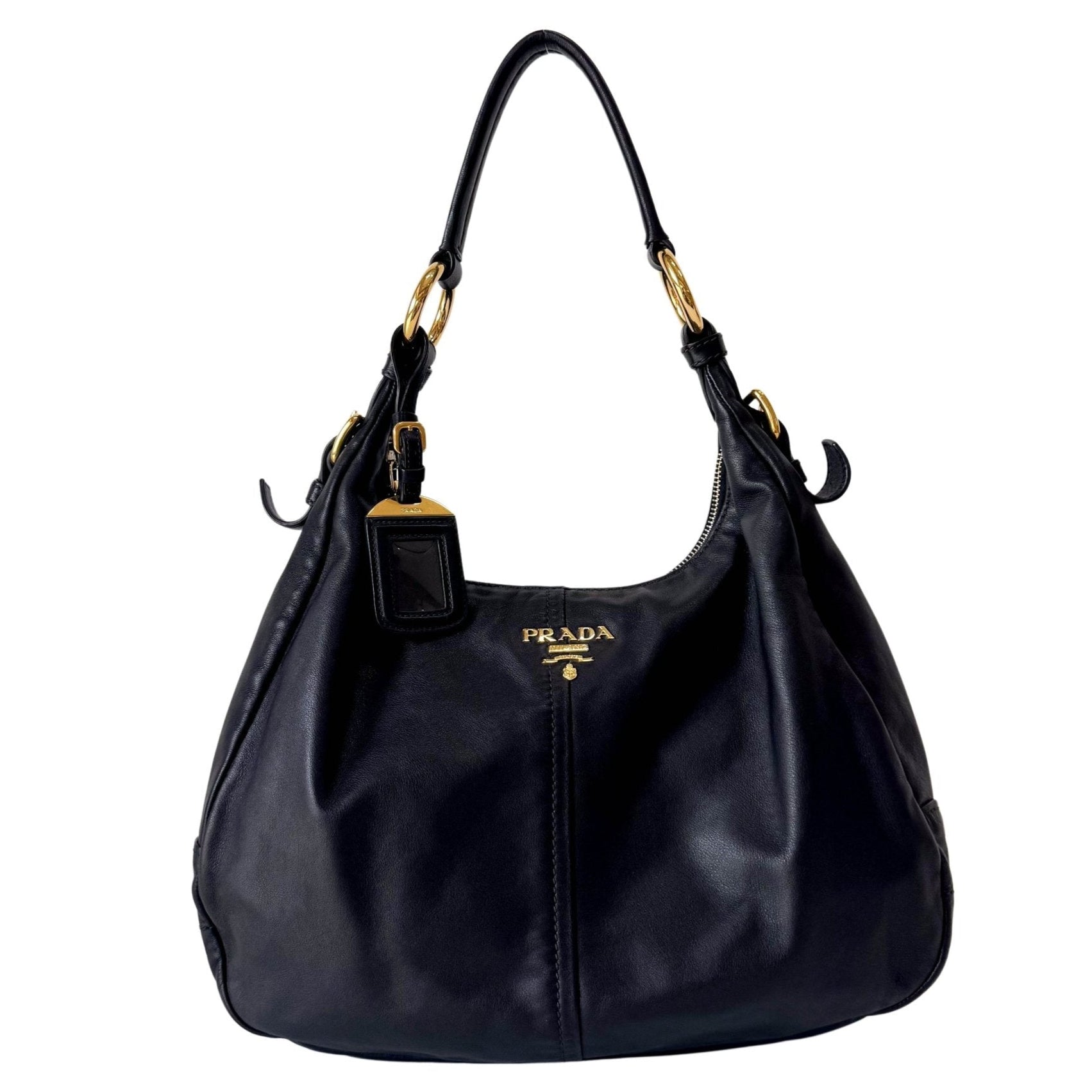 PRADA Leather Black Hobo Shoulder Bag, in , Sold by HIVE PRELOVED - Shoulder Bags, ,