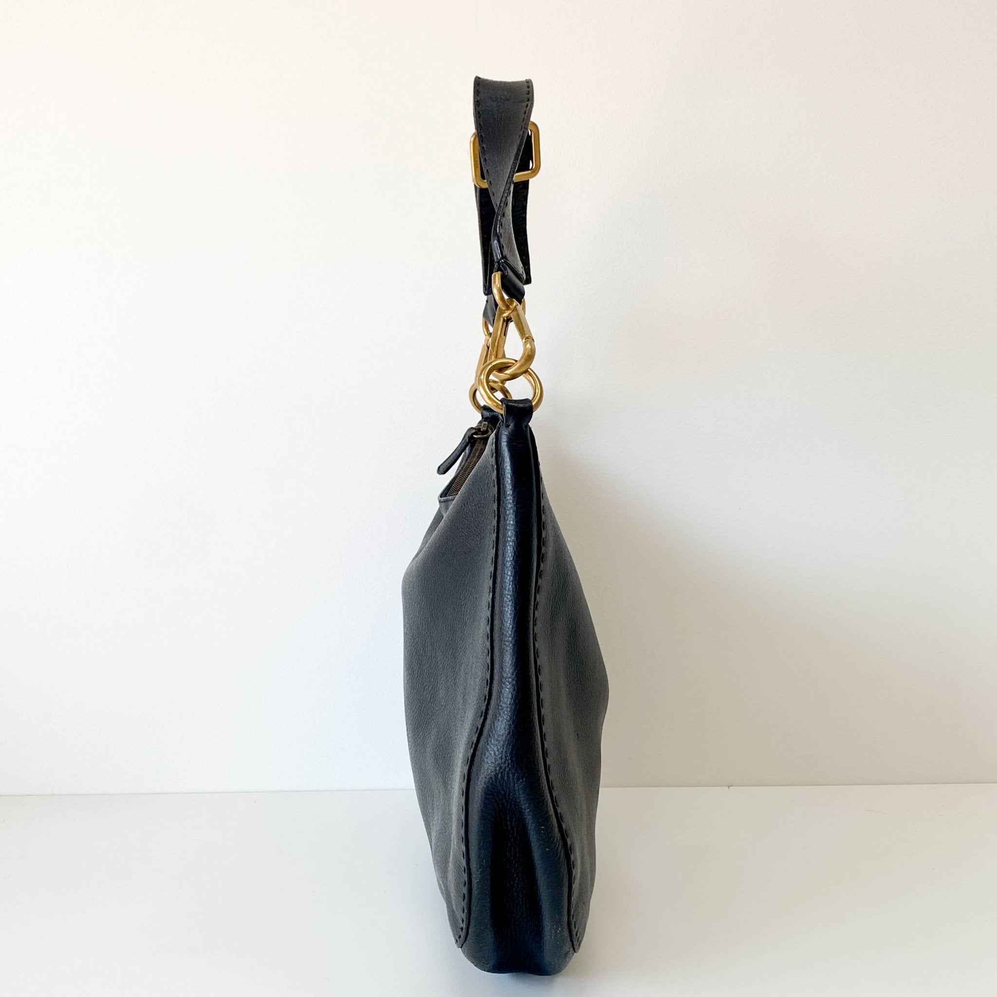 PRADA Leather Black Hobo Shoulder Bag, in , Sold by HIVE PRELOVED - Shoulder Bags, ,