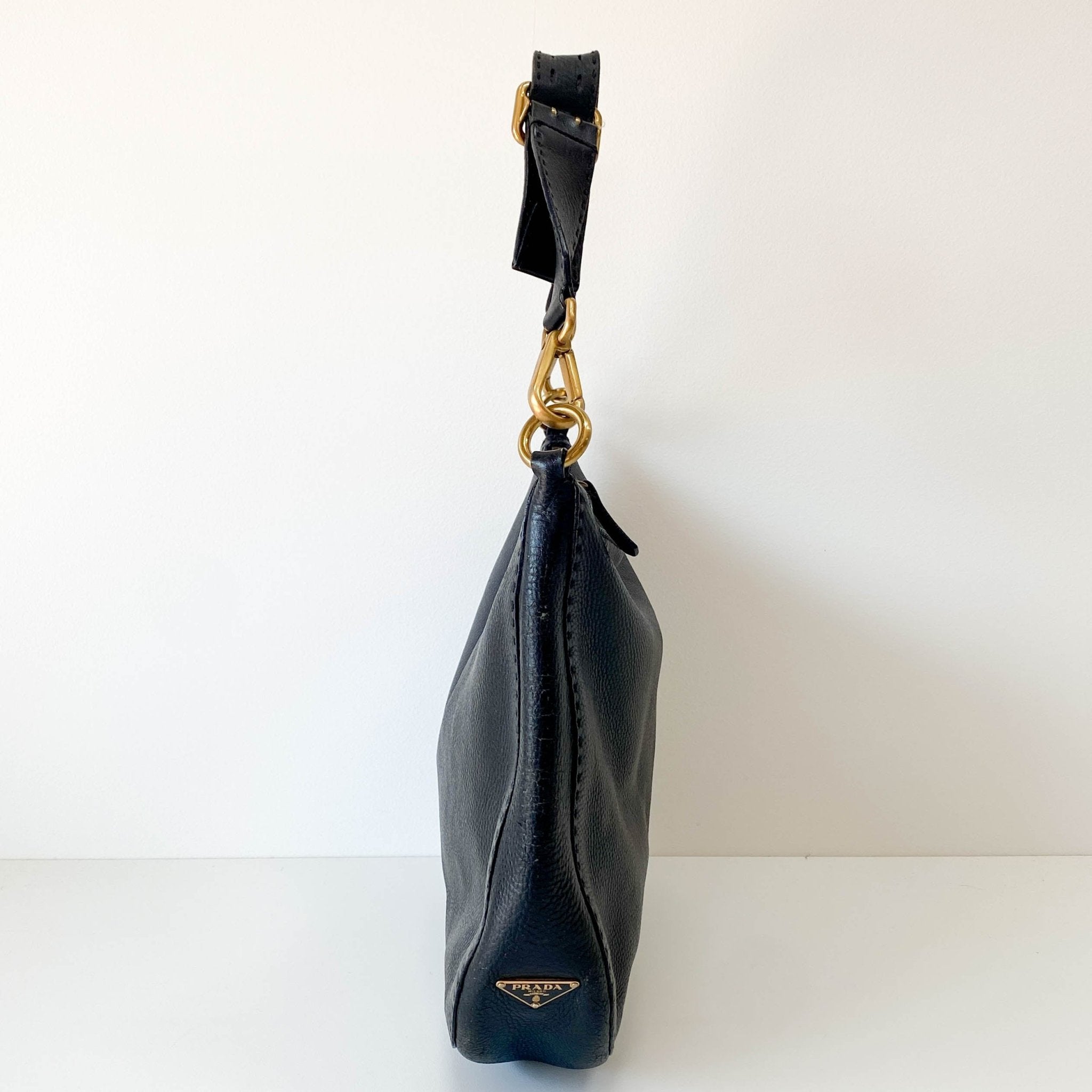 PRADA Leather Black Hobo Shoulder Bag, in , Sold by HIVE PRELOVED - Shoulder Bags, ,