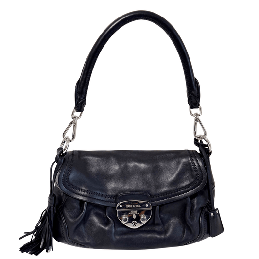PRADA Leather Black Tassel Shoulder Bag, in , Sold by HIVE PRELOVED - Shoulder Bags, ,