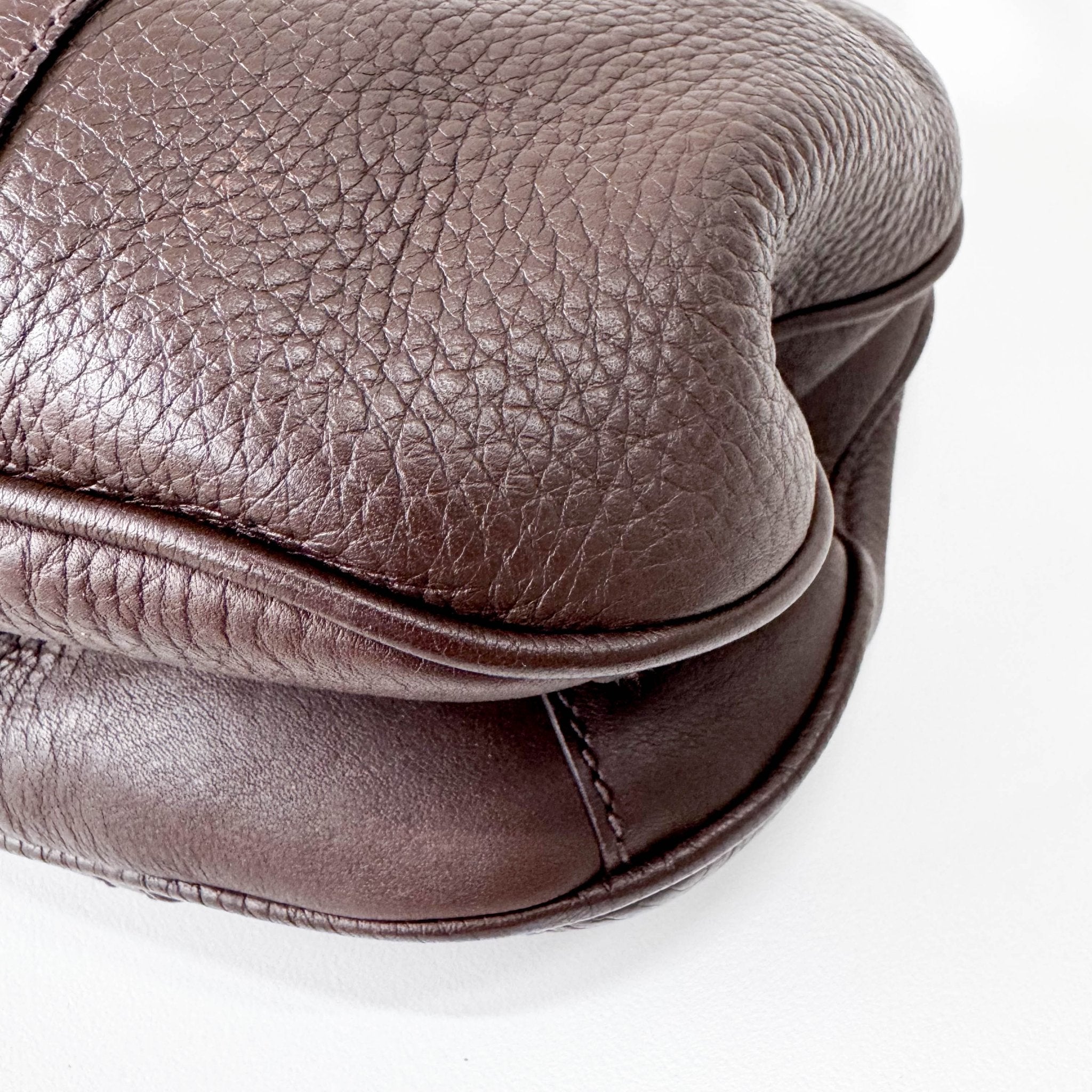 PRADA Leather Brown Bag Metal Handle, in , Sold by HIVE PRELOVED - Shoulder Bags, ,