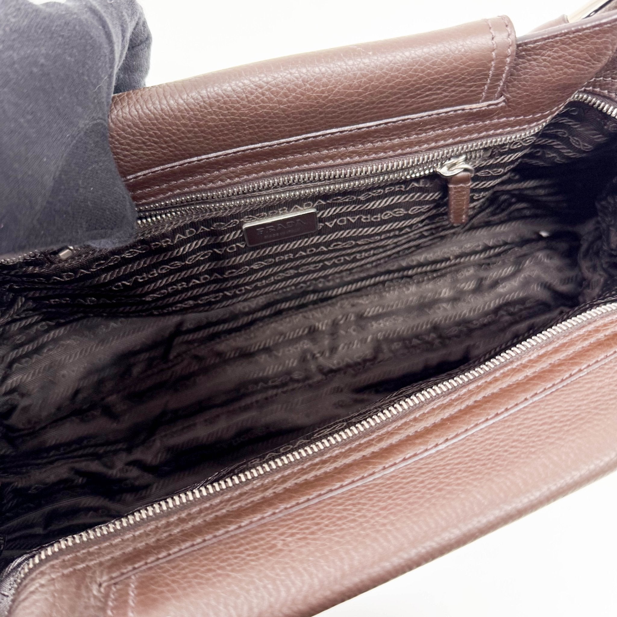 PRADA Leather Brown Bag Metal Handle, in , Sold by HIVE PRELOVED - Shoulder Bags, ,