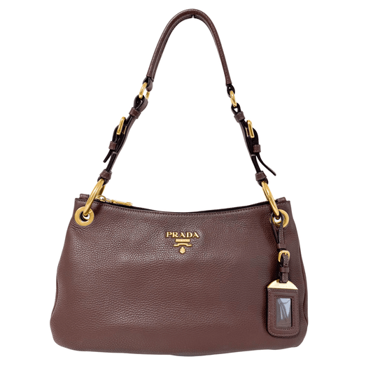 PRADA Leather Brown Hobo Shoulder Bag, in , Sold by HIVE PRELOVED - Shoulder Bags, ,