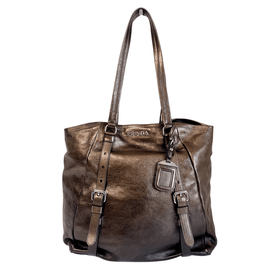 PRADA Metallic Brown Leather Tote bag, in , Sold by HIVE PRELOVED - Totes, ,