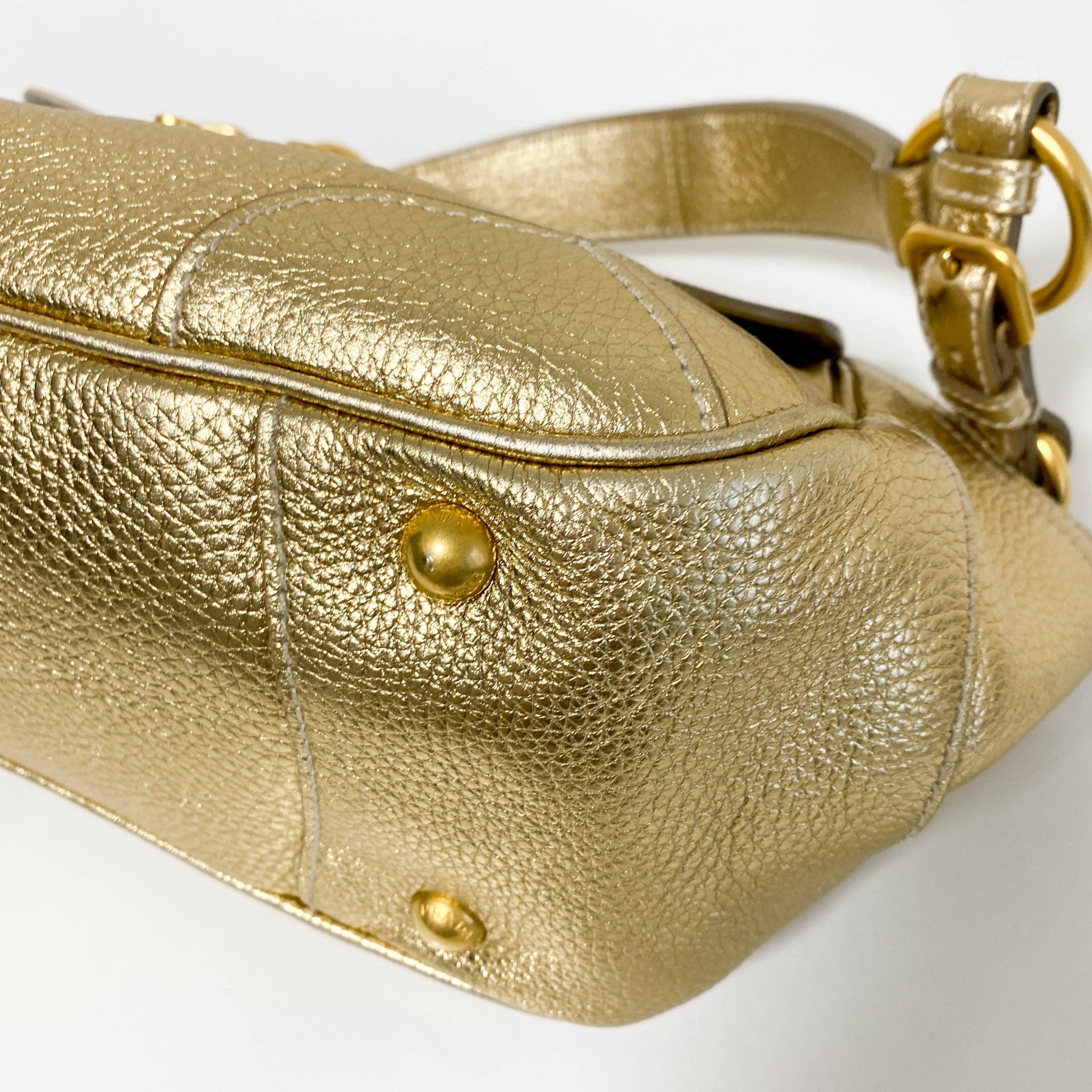 PRADA Metallic Gold Vitello Daino Flap Shoulder Bag, in , Sold by HIVE PRELOVED - Shoulder Bags, ,