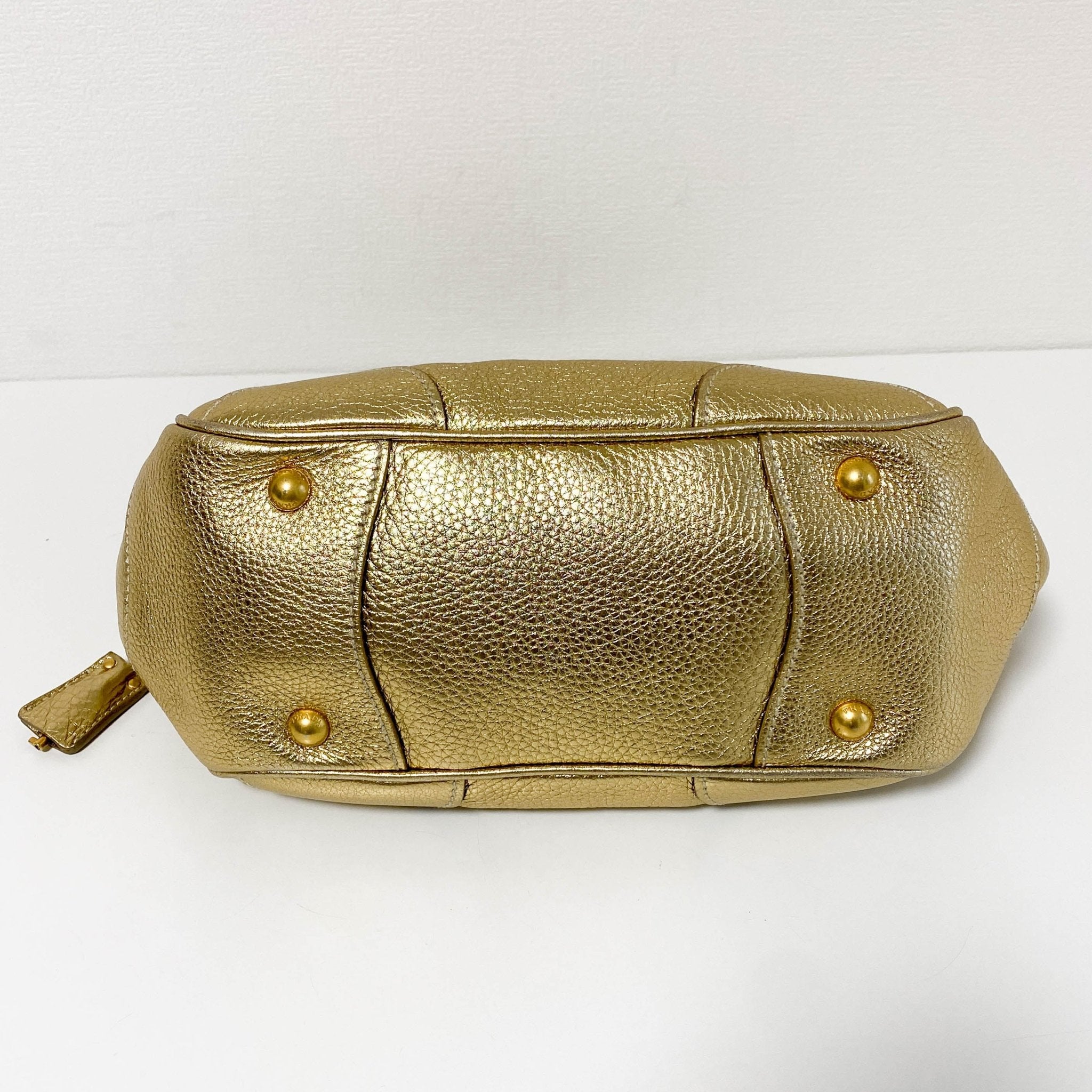 PRADA Metallic Gold Vitello Daino Flap Shoulder Bag, in , Sold by HIVE PRELOVED - Shoulder Bags, ,