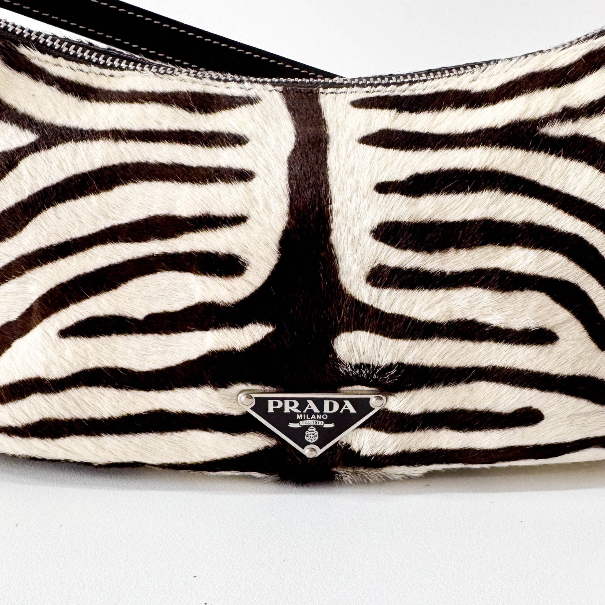 PRADA Neutral Zebra Print Pony Hair Shoulder Bag, in , Sold by HIVE PRELOVED - Shoulder Bags, ,