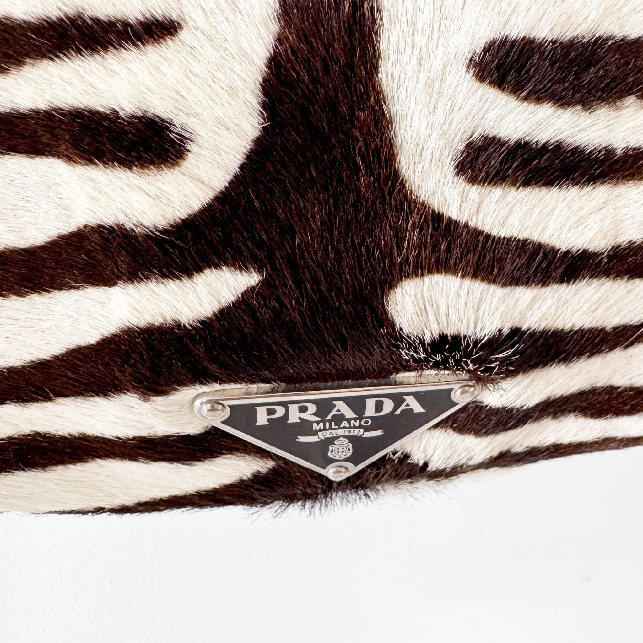 PRADA Neutral Zebra Print Pony Hair Shoulder Bag, in , Sold by HIVE PRELOVED - Shoulder Bags, ,