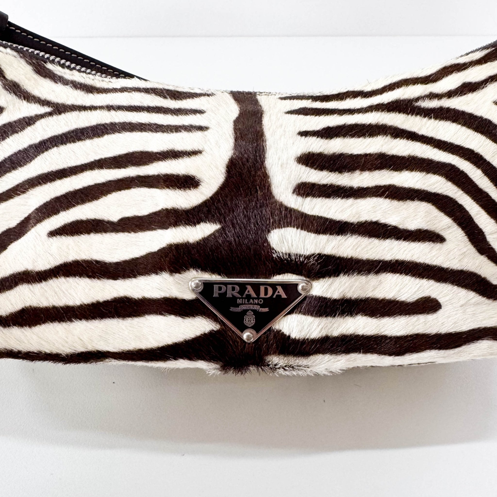 PRADA Neutral Zebra Print Pony Hair Shoulder Bag, in , Sold by HIVE PRELOVED - Shoulder Bags, ,