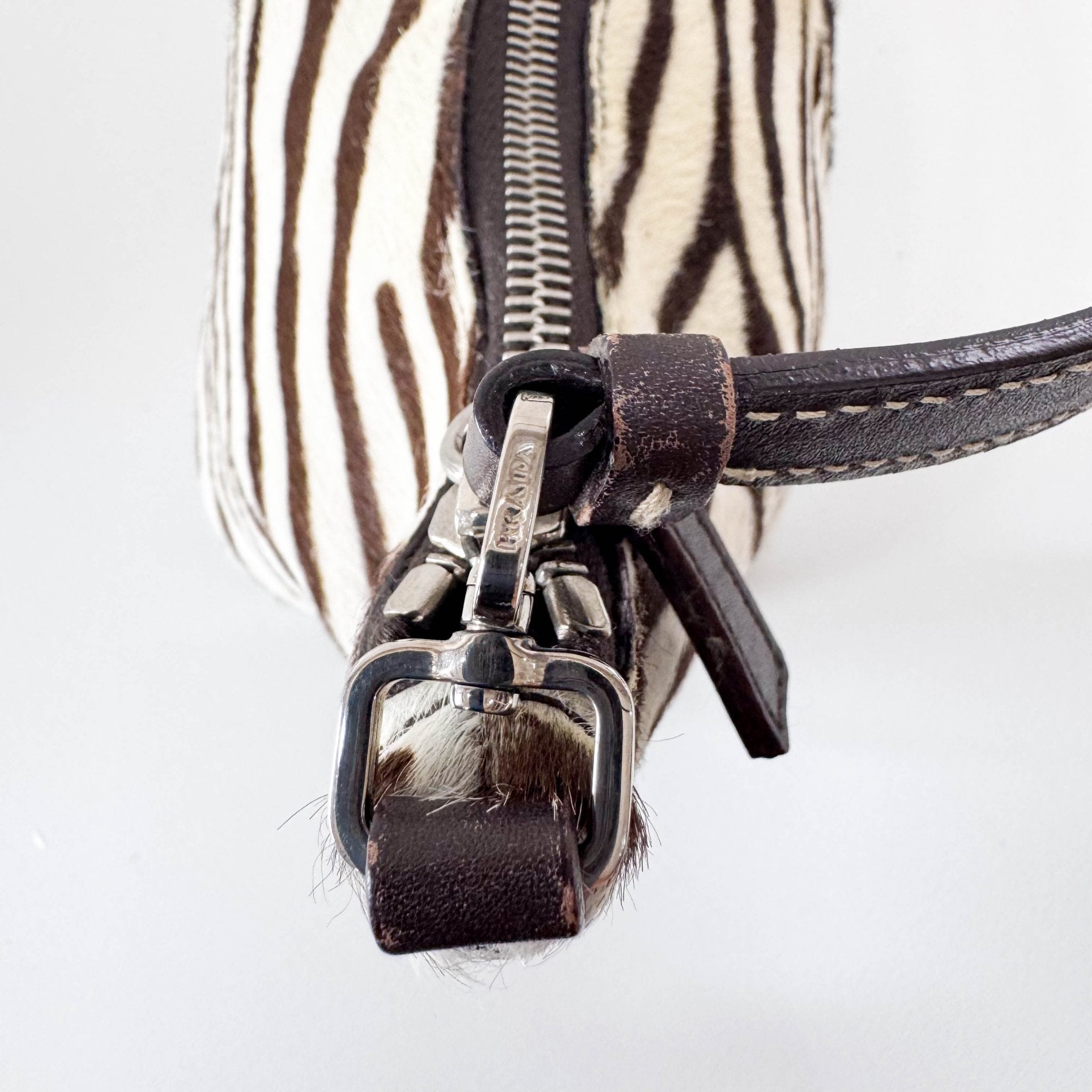 PRADA Neutral Zebra Print Pony Hair Shoulder Bag, in , Sold by HIVE PRELOVED - Shoulder Bags, ,